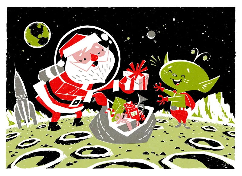 "Christmas on the Moon" Greeting Card