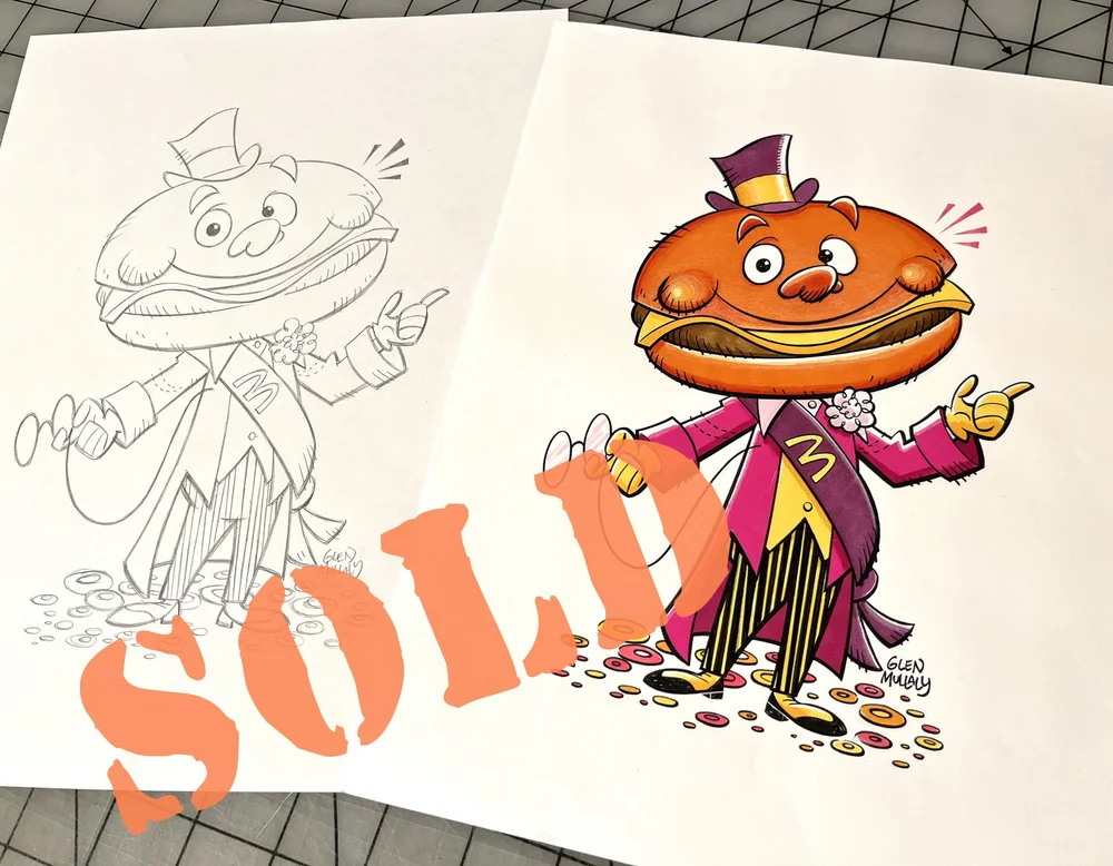 1970s MAYOR McCHEESE PENCIL SKETCH & FULL COLOUR FINAL ART — Glen ...