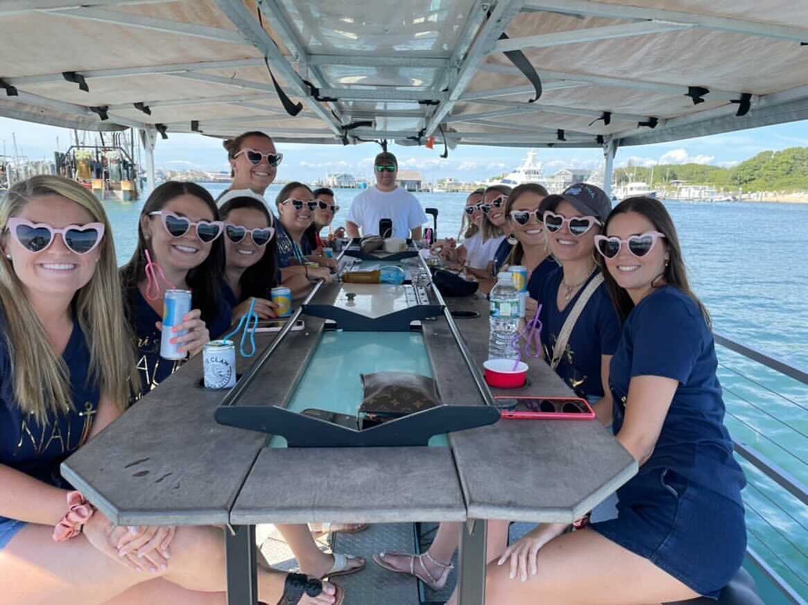 Summer may be over but we are still partying into the fall. 
.
.
 #montaukcycleboat #montauk #bachelorette #mtkbachelorette #mudslide #liarssaloon #rumpunch #loudestboatonthewater