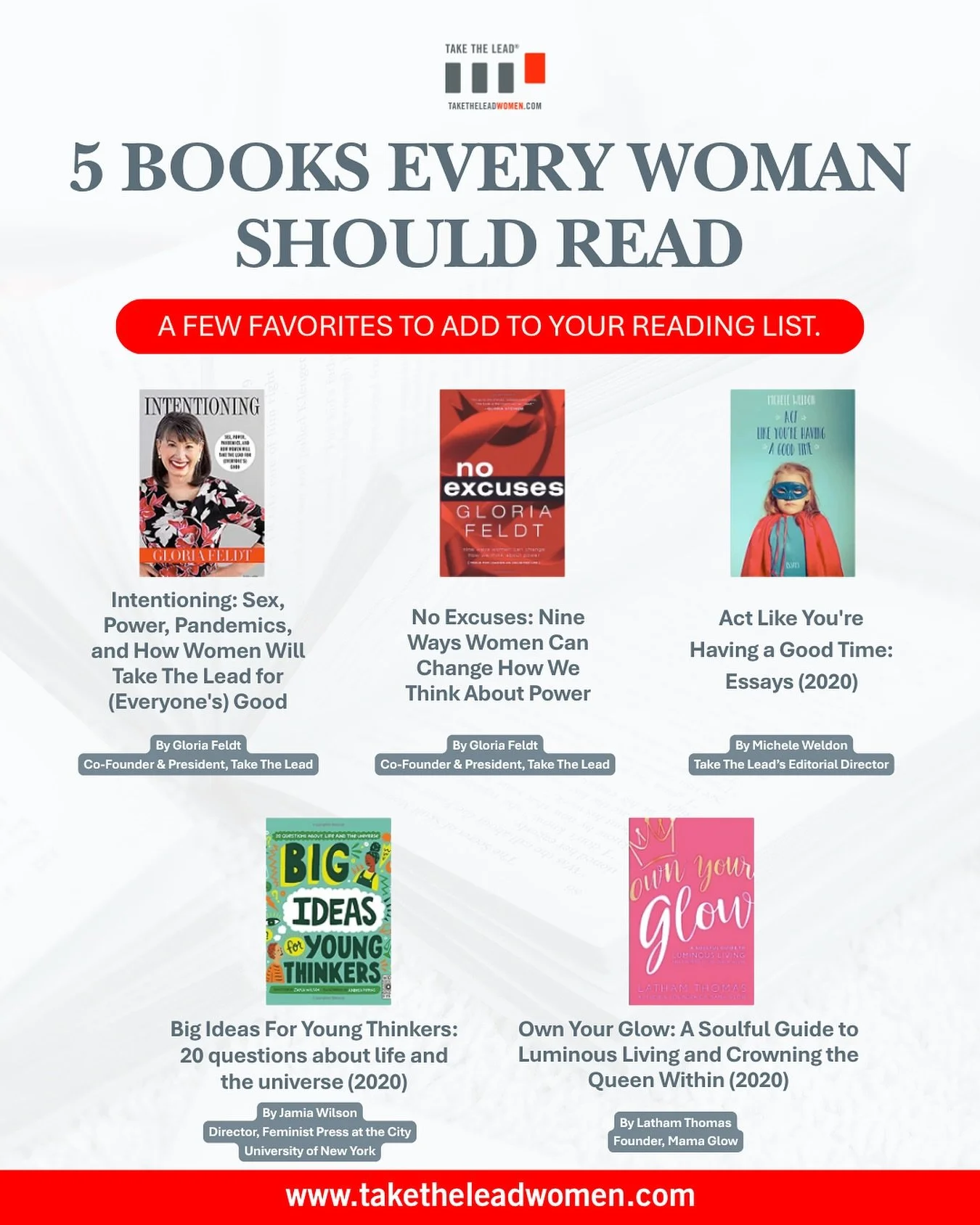 A few favorites to add to your reading list 

Looking for inspiration, wisdom, or just a fresh perspective? Here are 5 powerful books every woman should read written by women who lead, challenge, and uplift:

📖 Intentioning: Sex, Power, Pandemics, a