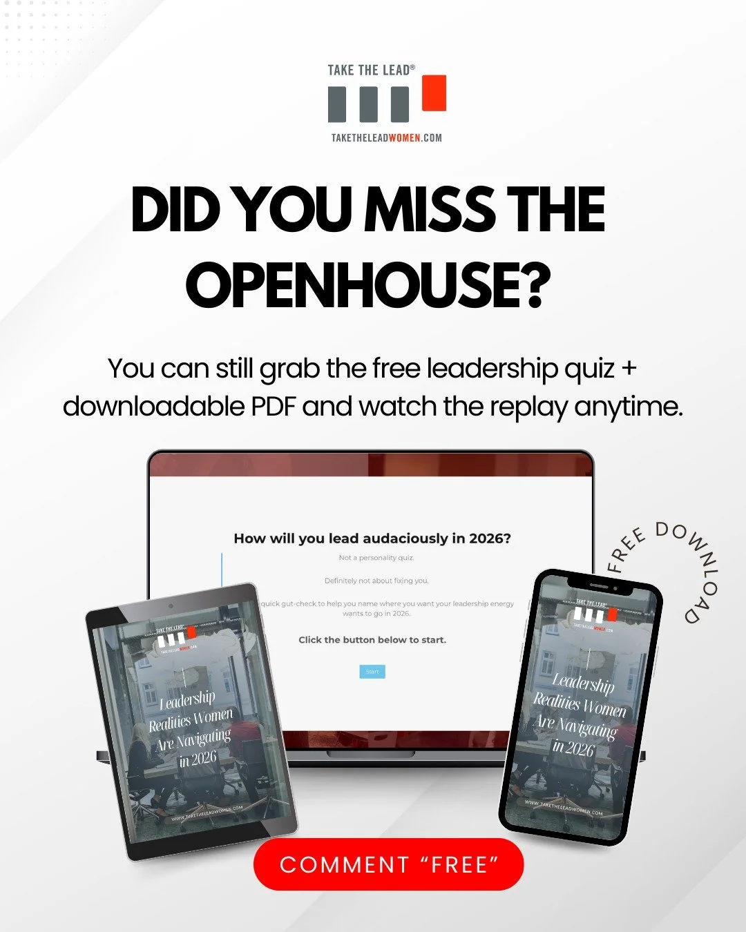 Missed the OpenHouse? No worries&mdash;you can still grab it! ✨

Get your free leadership quiz + PDF and catch the replay anytime.
Because clarity, insight, and next-level leadership don&rsquo;t have an expiration date.💬 

Comment &ldquo;FREE&rdquo;