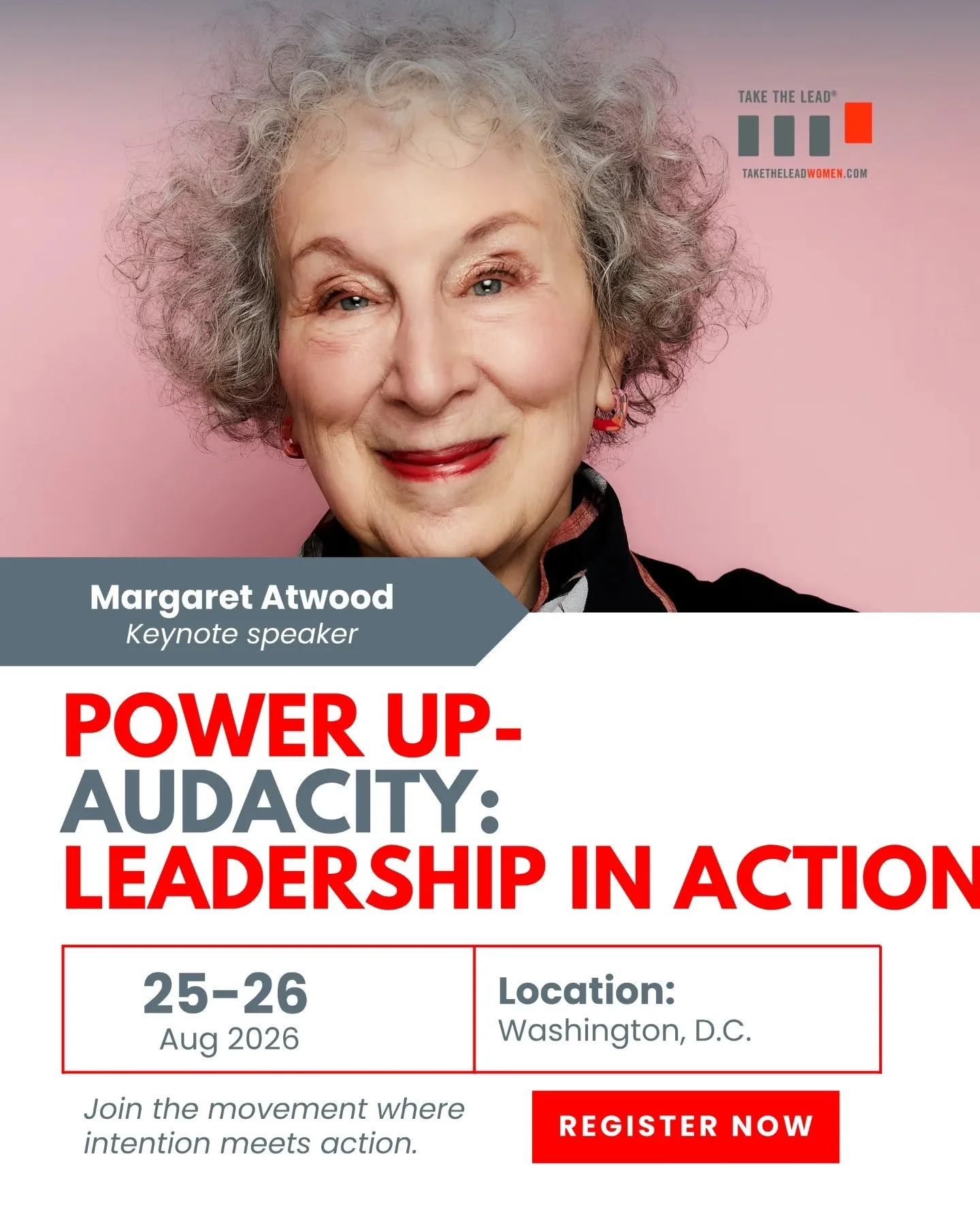 A literary icon meets a leadership revolution. 📖✨

We are beyond honored to announce that Margaret Atwood&mdash;Booker Prize-winning author of The Handmaid&rsquo;s Tale&mdash;will join us as a Keynote Presenter for Power Up 2026: Audacity: Leadershi