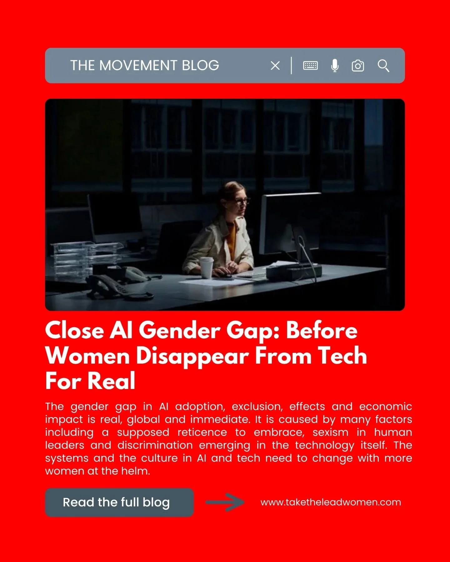 The AI revolution has a gender gap problem. 🤖⚖️

Women are nearly twice as likely to face job displacement from automation, yet they remain underrepresented in the rooms where AI is built. Even worse? Research shows women are often penalized for usi