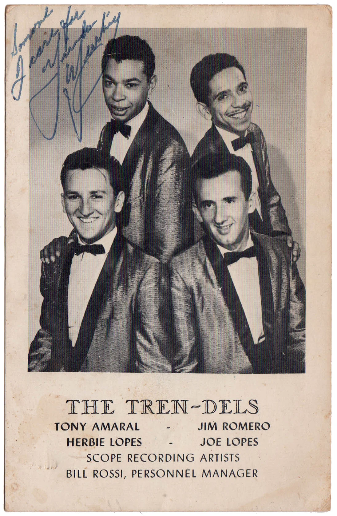 1950s The Tren-Dels Promo Postcard