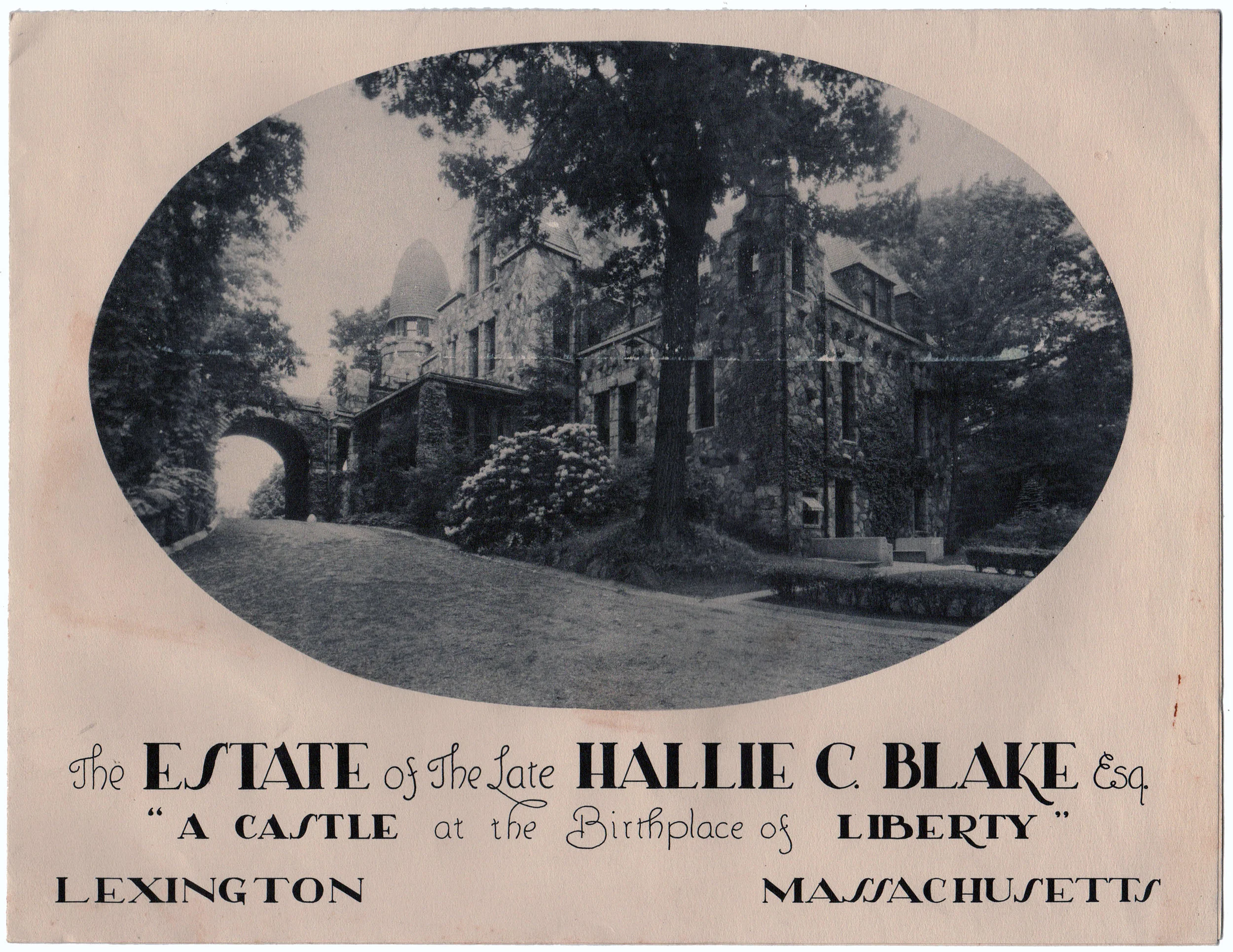 Lexington Massachusetts Hallie Blake Estate Booklet
