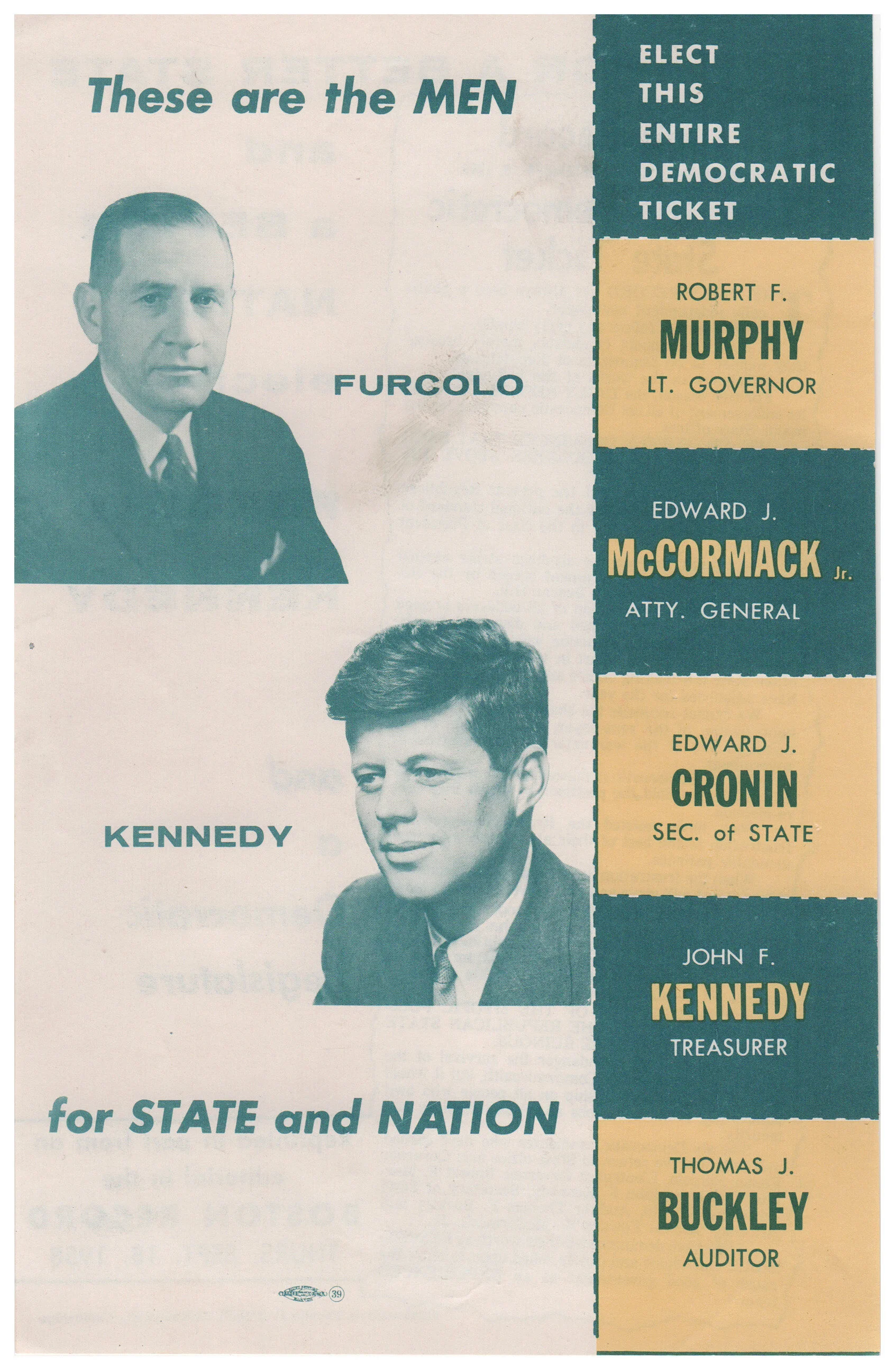 1958 John F. Kennedy U.S. Senate Flyer