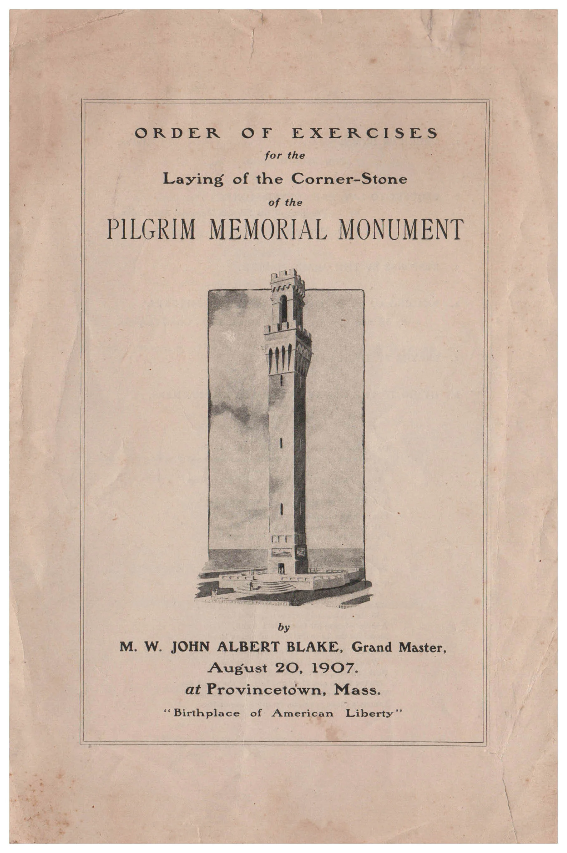 1907 Provincetown Pilgrim Monument Program