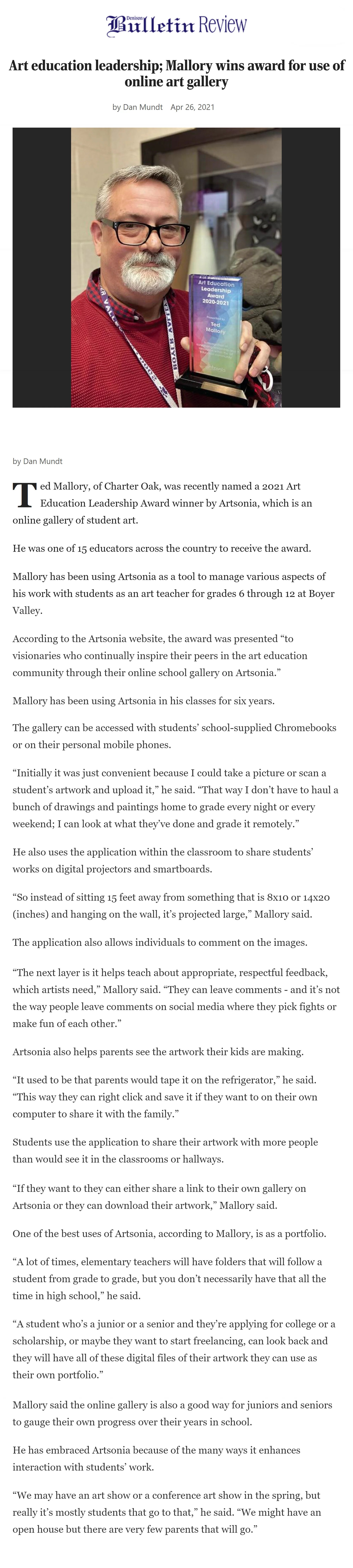 https://dbrnews.com/news/art-education-leadership-mallory-wins-award-for-use-of-online-art-gallery/article_f9c42e82-a6ac-11eb-a19c-274b2a9cd3cf.html