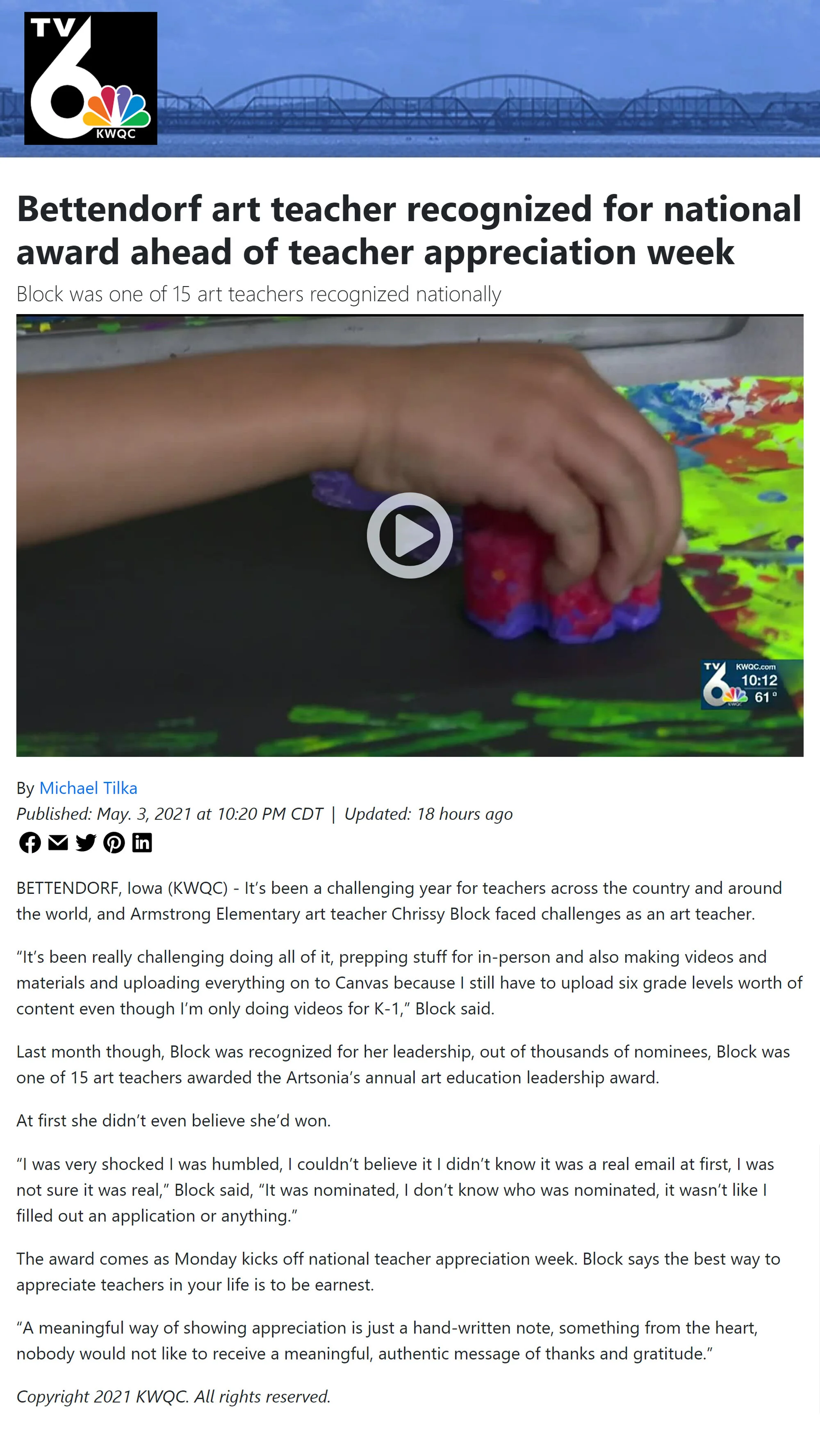 https://www.kwqc.com/2021/05/04/bettendorf-art-teacher-recognized-for-national-award-ahead-of-teacher-appreciation-week/