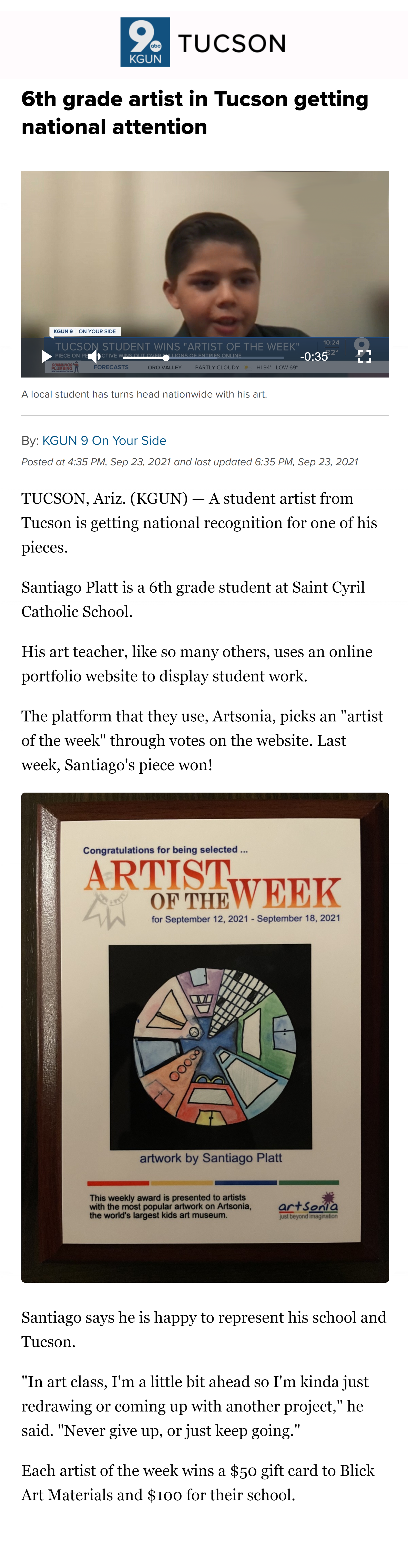 https://www.kgun9.com/news/local-news/6th-grade-artist-in-tucson-getting-national-attention