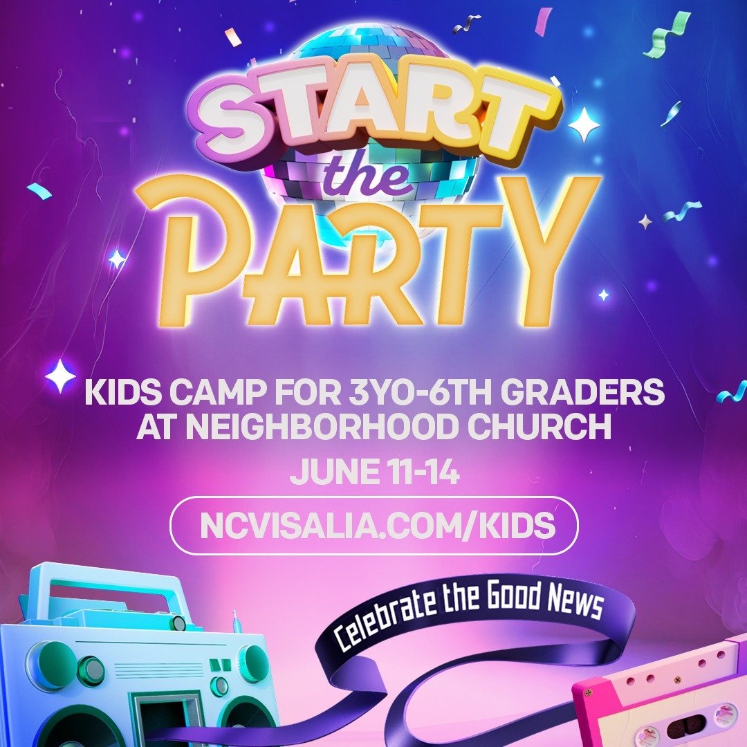 How does it feel when you get really good news?

It makes you want to dance!
It makes you want to tell your friends!
It makes you want to celebrate!

Everyone loves a great party because parties are FUN! This June at Neighborhood Church's Kids Camp, 