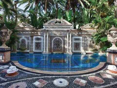 I&rsquo;m creating an homage courtyard floor honoring the pool deck at the Miami Versace Mansion using beautiful stones reminiscent of the old world, including Botticino, Verde, Rosso Levanto, Rosso Asiago, Belgium Bluestone, and Travertine. It&rsquo