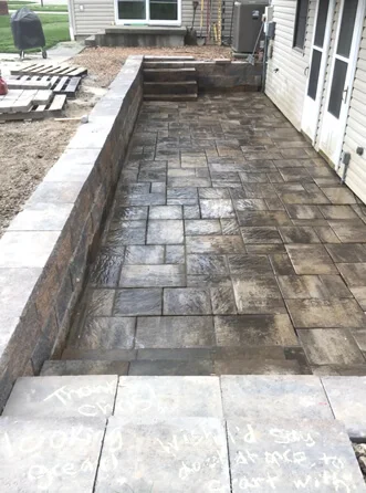 Retaining wall and Patio with drainage - Carterville, IL