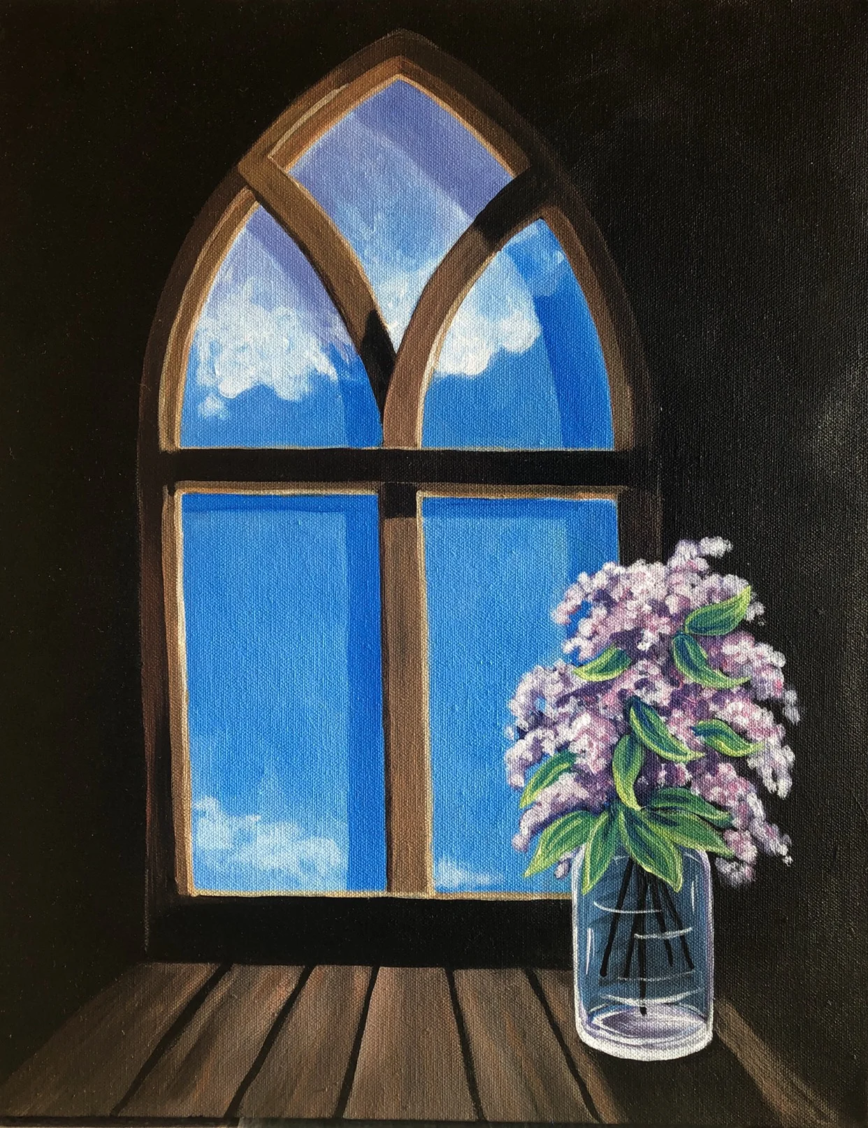 The painting for this year’s Brews & Brushes. Art by Chris Abigt (M & J Art and Frame Gallery). Inspired by photography by Hans Marx and Patti Durflinger.