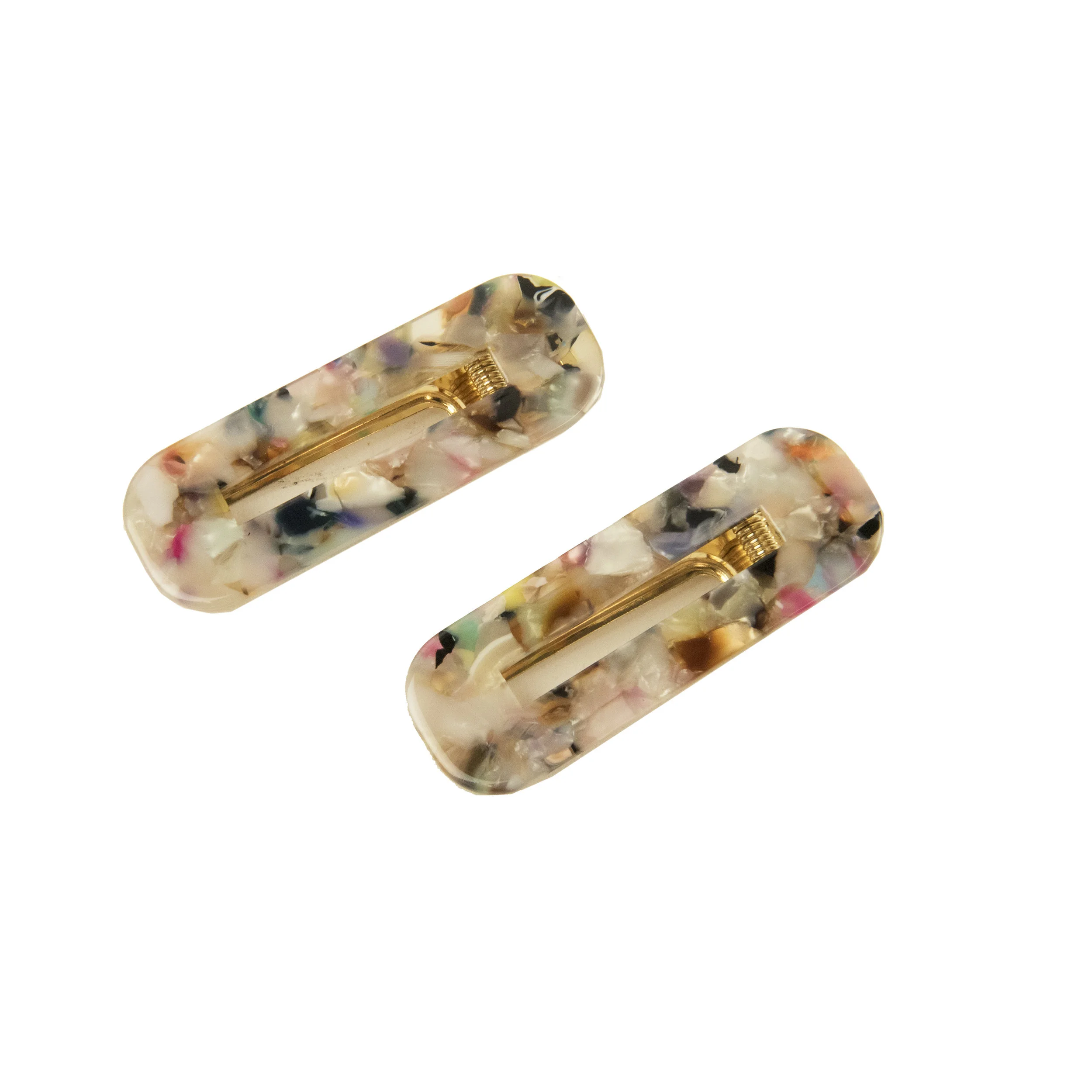 Set of 2 Salon Clips in Multicolor Marble 