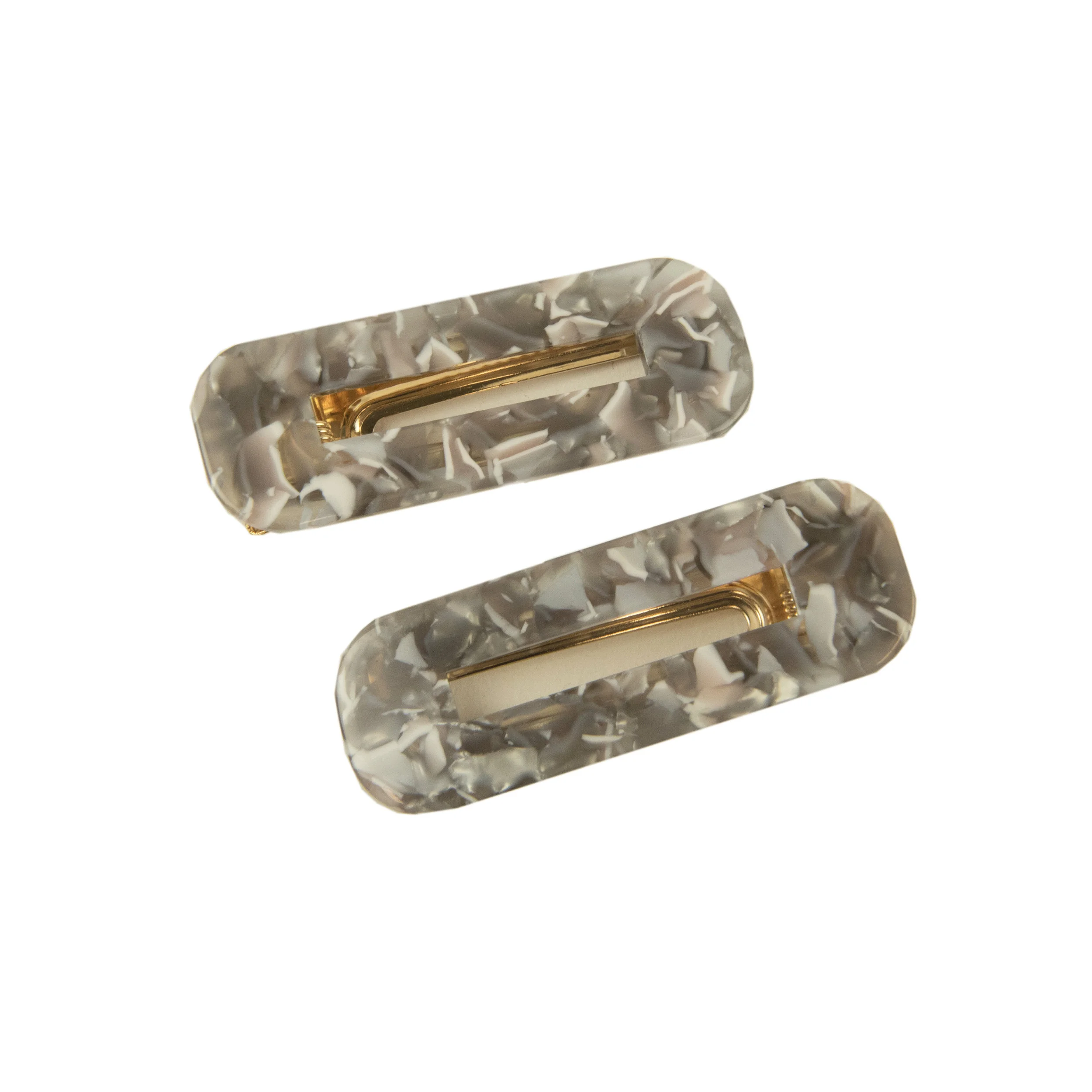 Set of 2 Salon Clips in Grey Marble