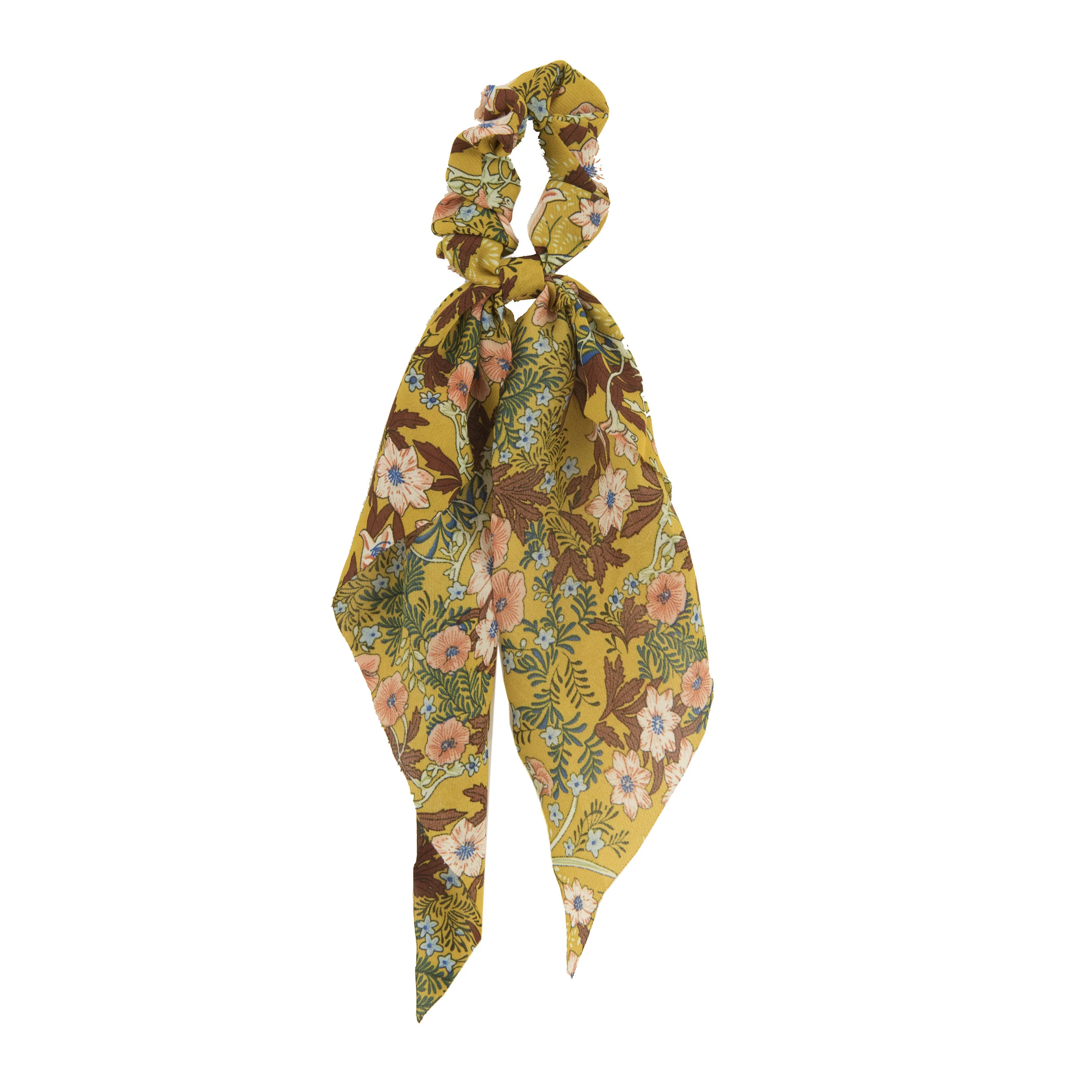 Mustard Floral Print Scrunchie