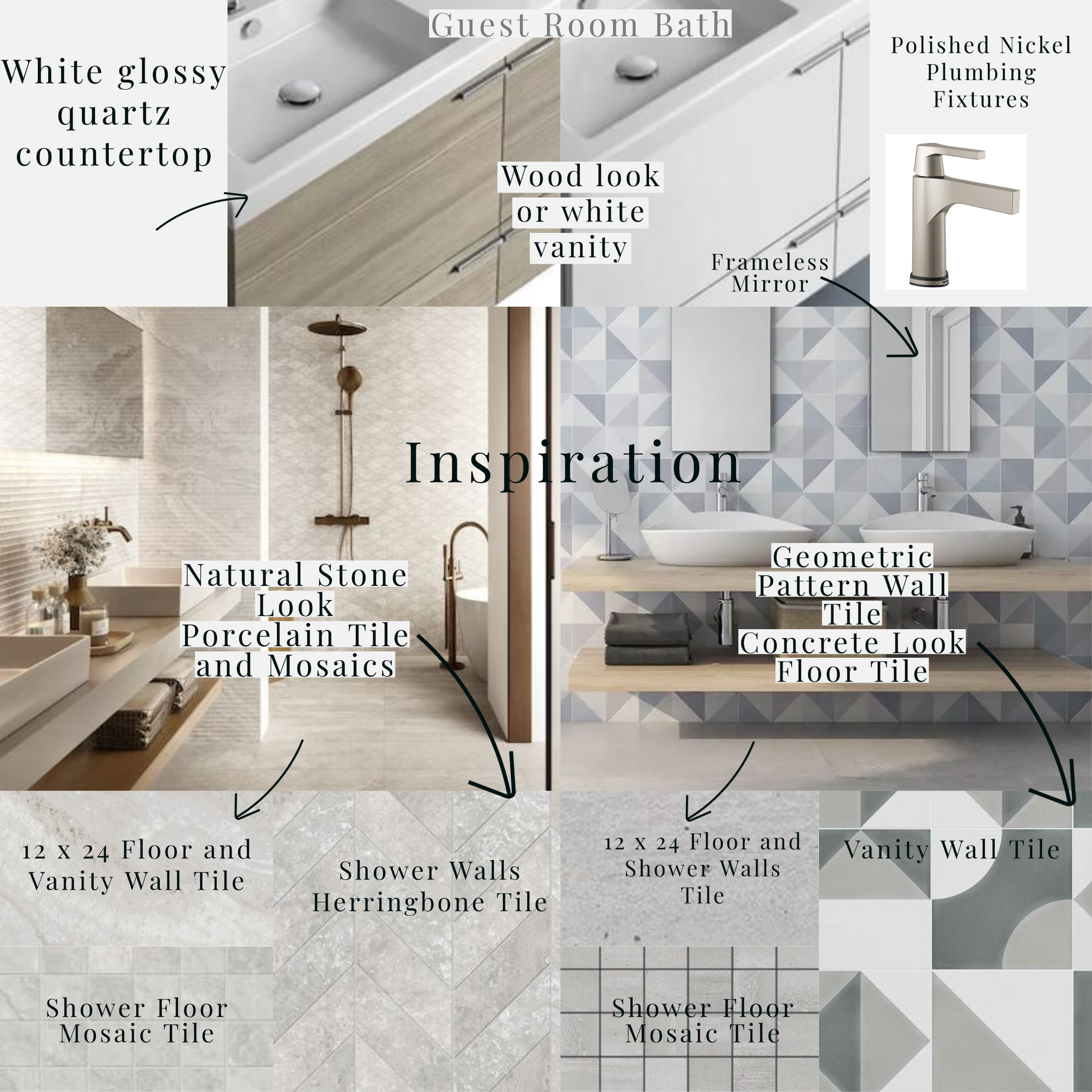 Arieli Custom Homes Guest Bathroom Mood Board