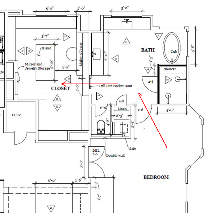 Floor plan with a closet off the bathroom