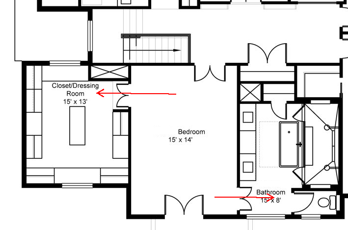 Floor plan with a closet and bathroom separate