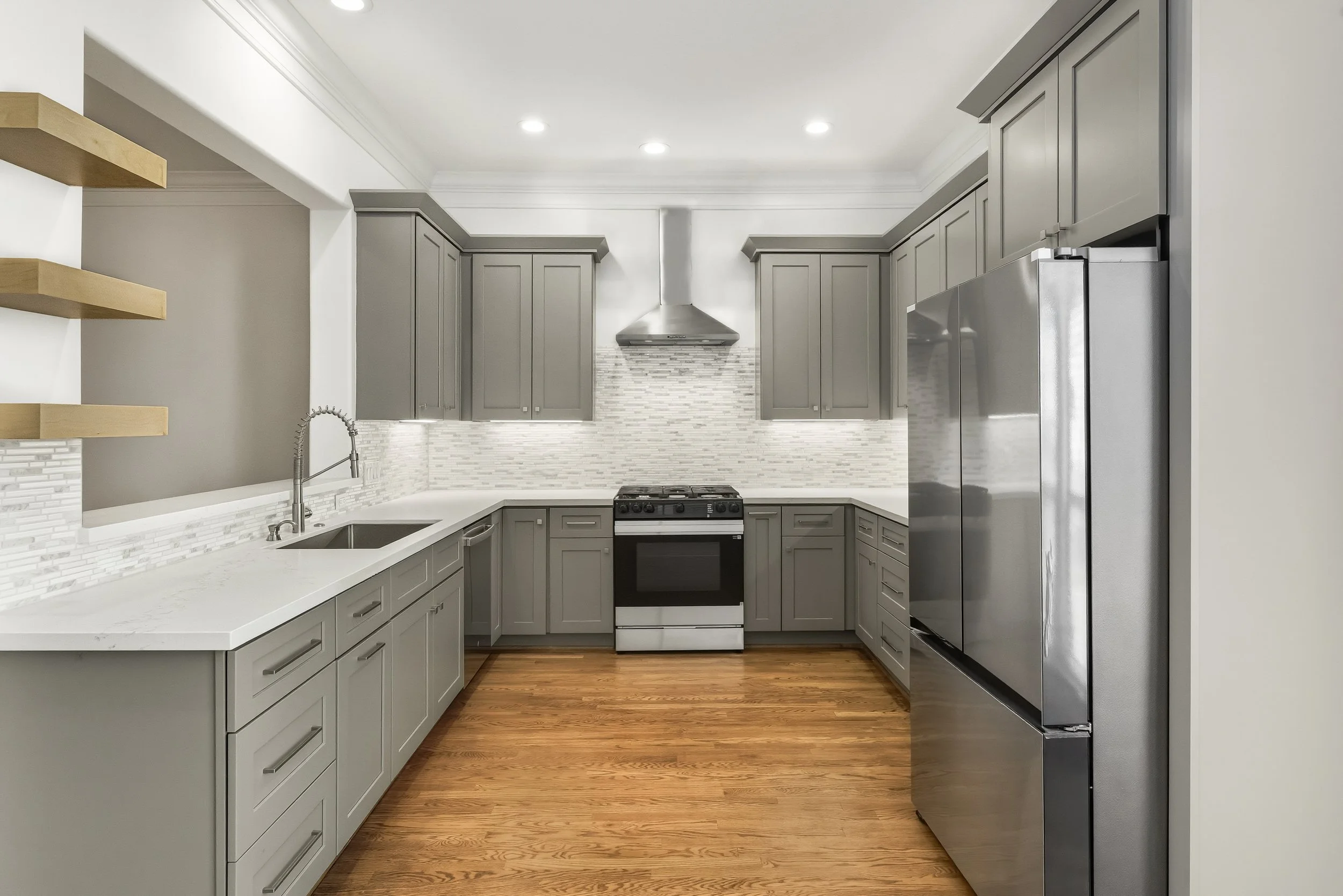 Modern gray kitchen cabinetry
