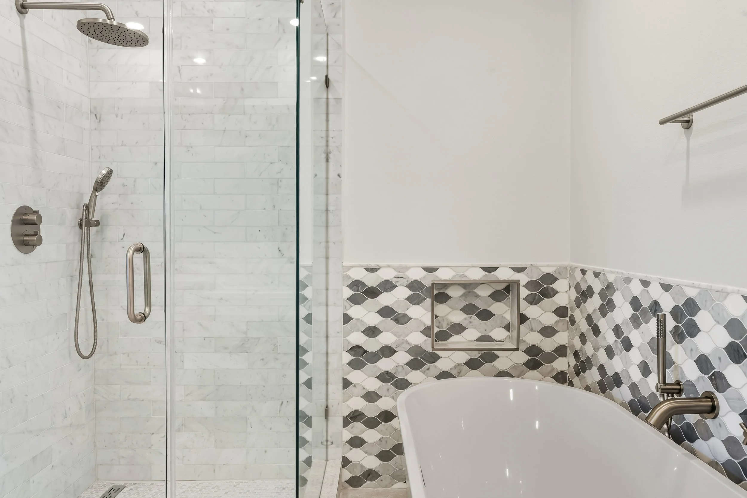 Updated marble tile shower