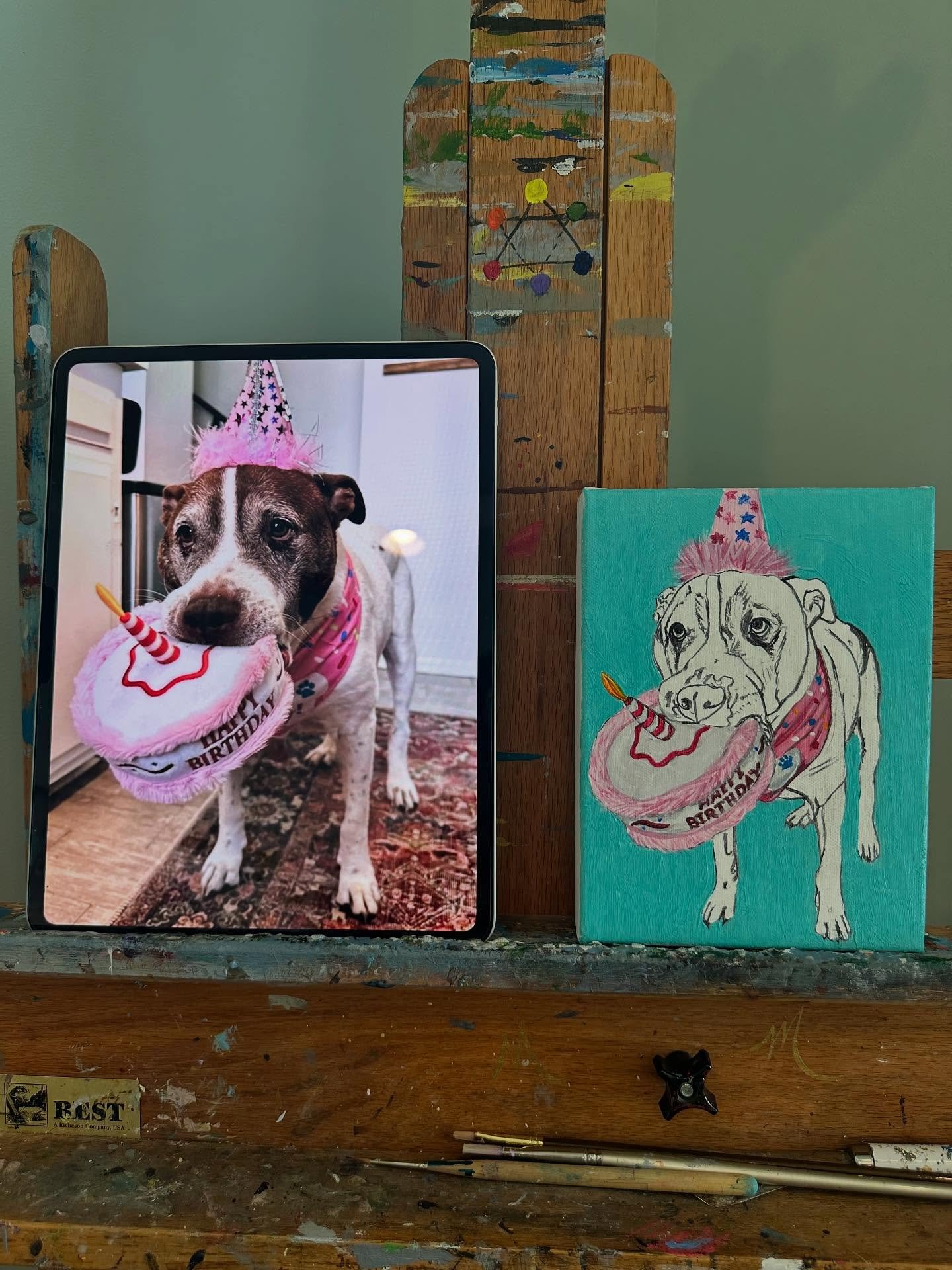 Starting this cute portrait! #lovetopaint #dogart #petportrait #dogartist #petportraitsbymilagros #petportraitsbymilagrosandmore