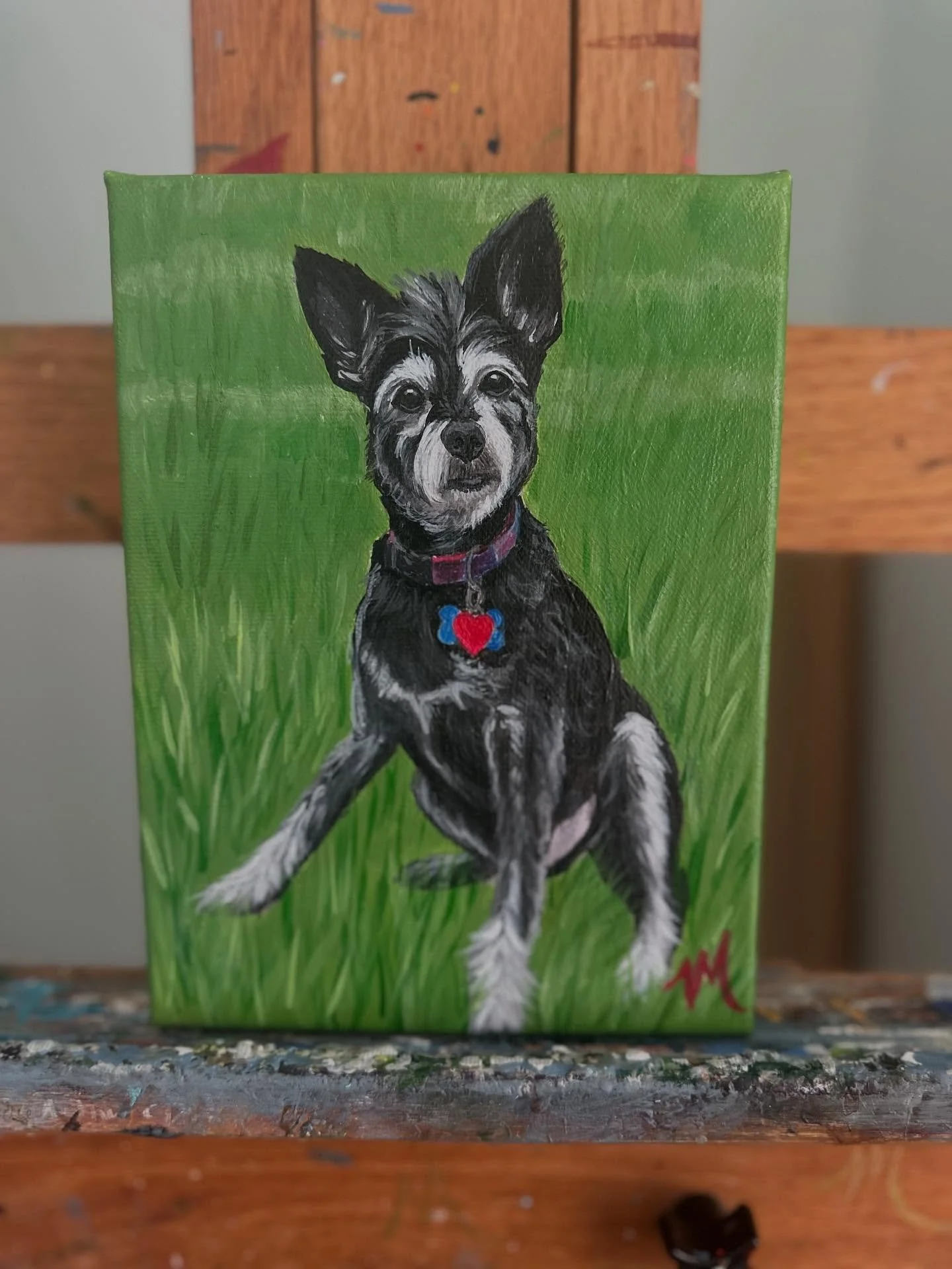 So happy to have painted this pet portrait for my niece! This is Willie the dog, aka &ldquo;Pookie&rdquo;! He was rescued years ago from a terrible situation, but ended up in such a loving home and family where he flourished! He was definitely a char