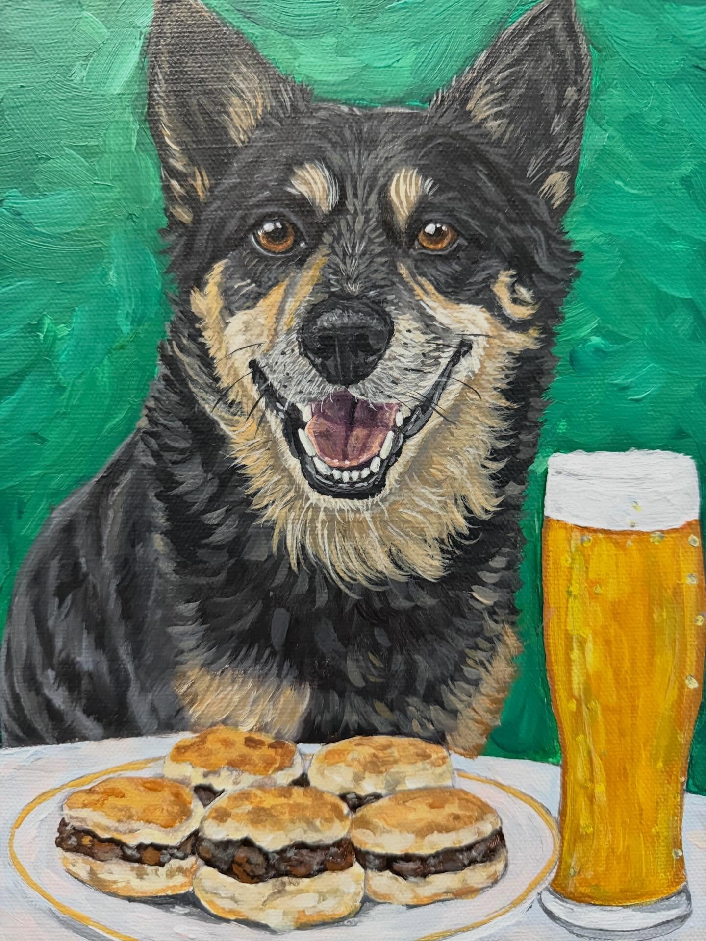 Love painting these fun pet portraits for my friend @jessie.nc4 ! #ai #dog #petportrait #petportraitsbymilagros