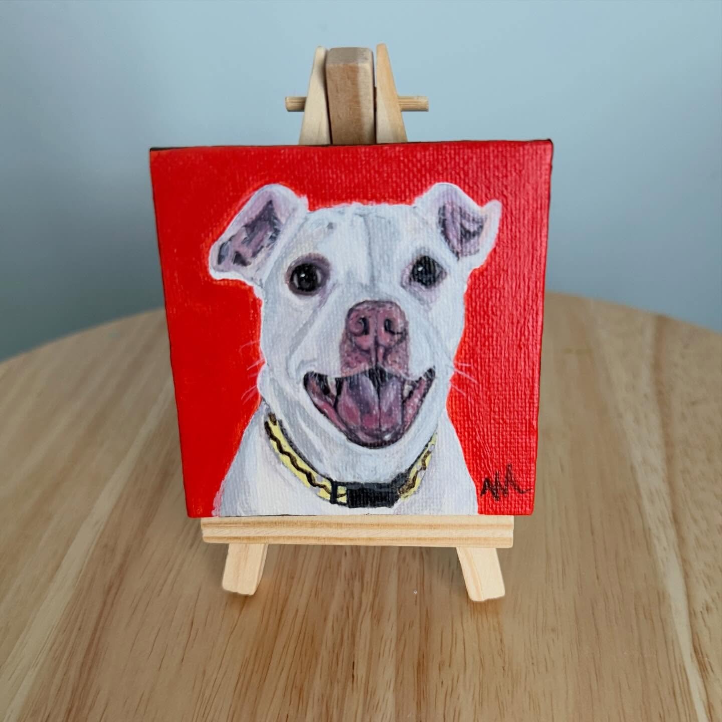 Such a sweet little painting of my client&rsquo;s friend&rsquo;s dog that has crossed over the rainbow bridge! 🌈 Hope it brings him happiness! #missingmydog #dogportrait #petportraitsbymilagros #petportrait