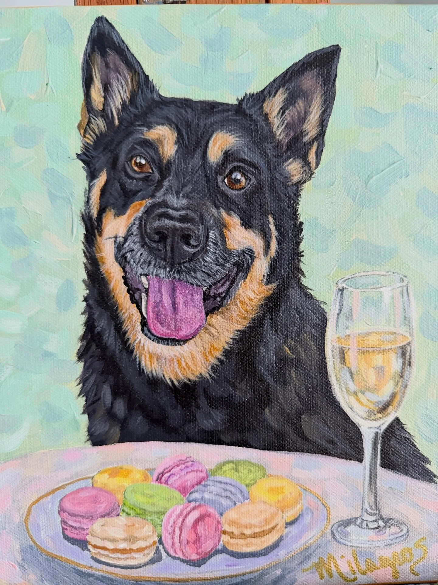 How about some macarons? 😋 #macarons #dogart #dogs #petportrait #petportraitsbymilagrosandmore