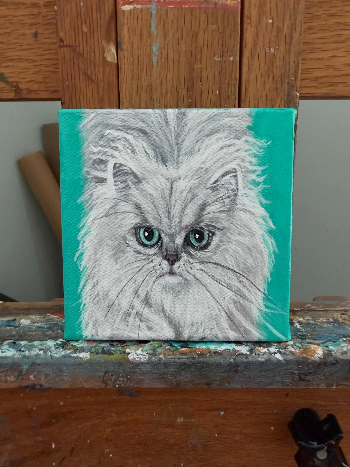 Such a cute and fluffy cat!!! Loved painting this for my client who is going to gift 🎁 it to her friend! Always thankful for my supportive clients! &hearts;️🙏🏽🐱 🎨 #cutecat #fluffycatsofinstagram #catart #cat #petportraitsbymilagros
