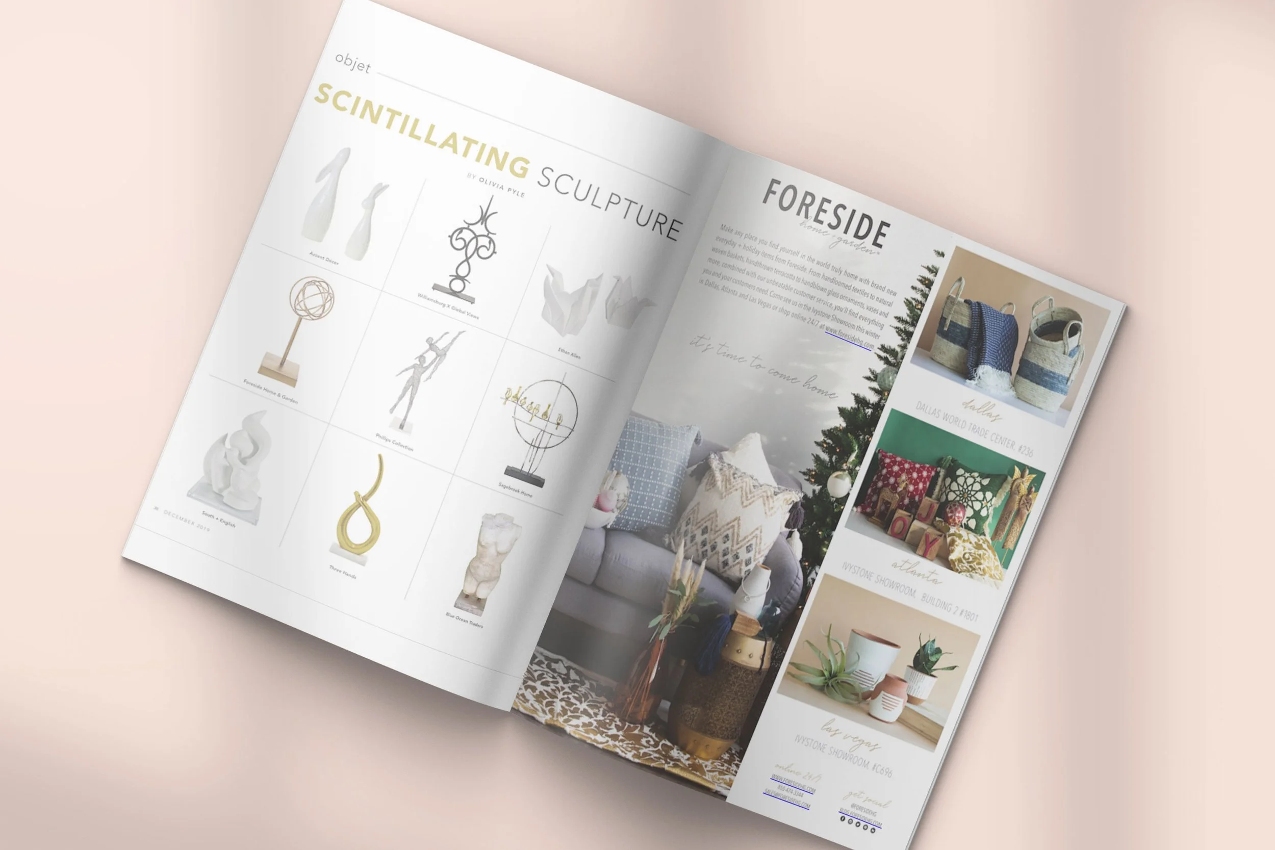  Print Advertisements for wholesale home decor company, Foreside Home &amp; Garden, printed in wholesale tradeshow publication Home Accents Today 