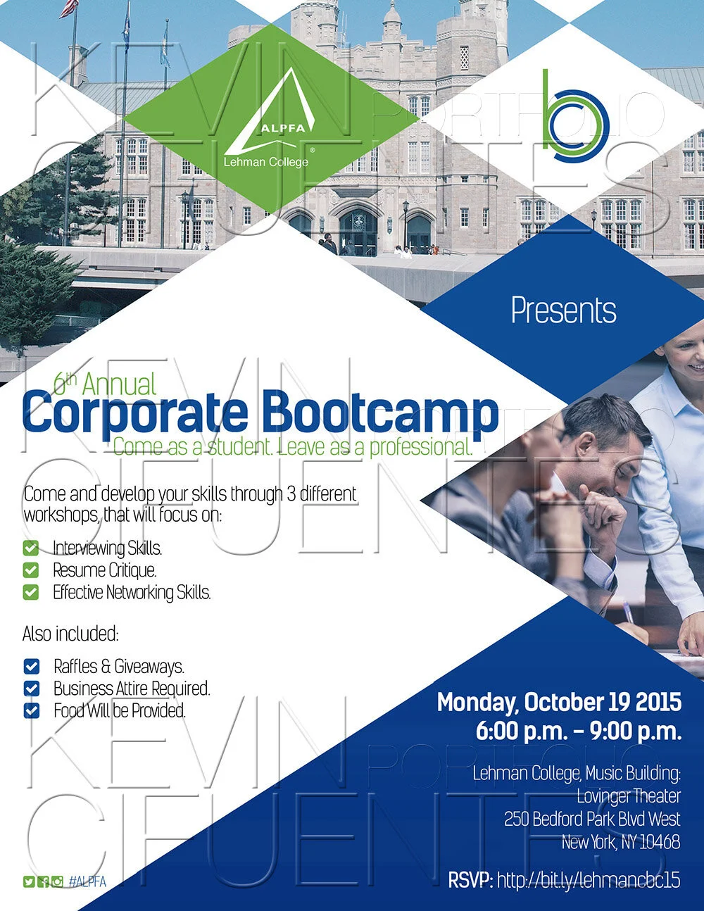ALPFA Lehman College Chapter “6th Annual Corporate Bootcamp” (portrait flyer, letter-sized)