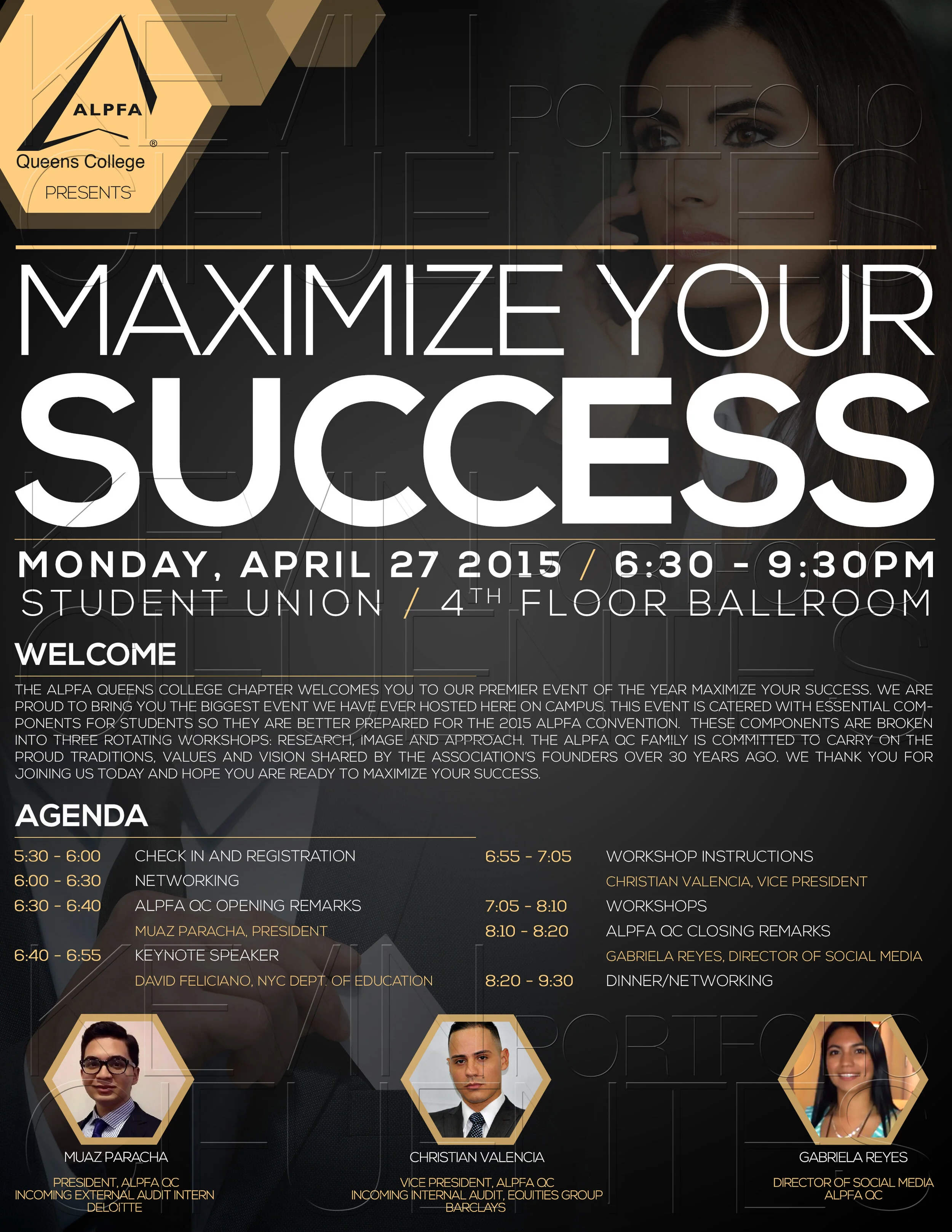 ALPFA Queens College Chapter “Maximize Your Success 2015” (portrait one-pager, letter-sized)