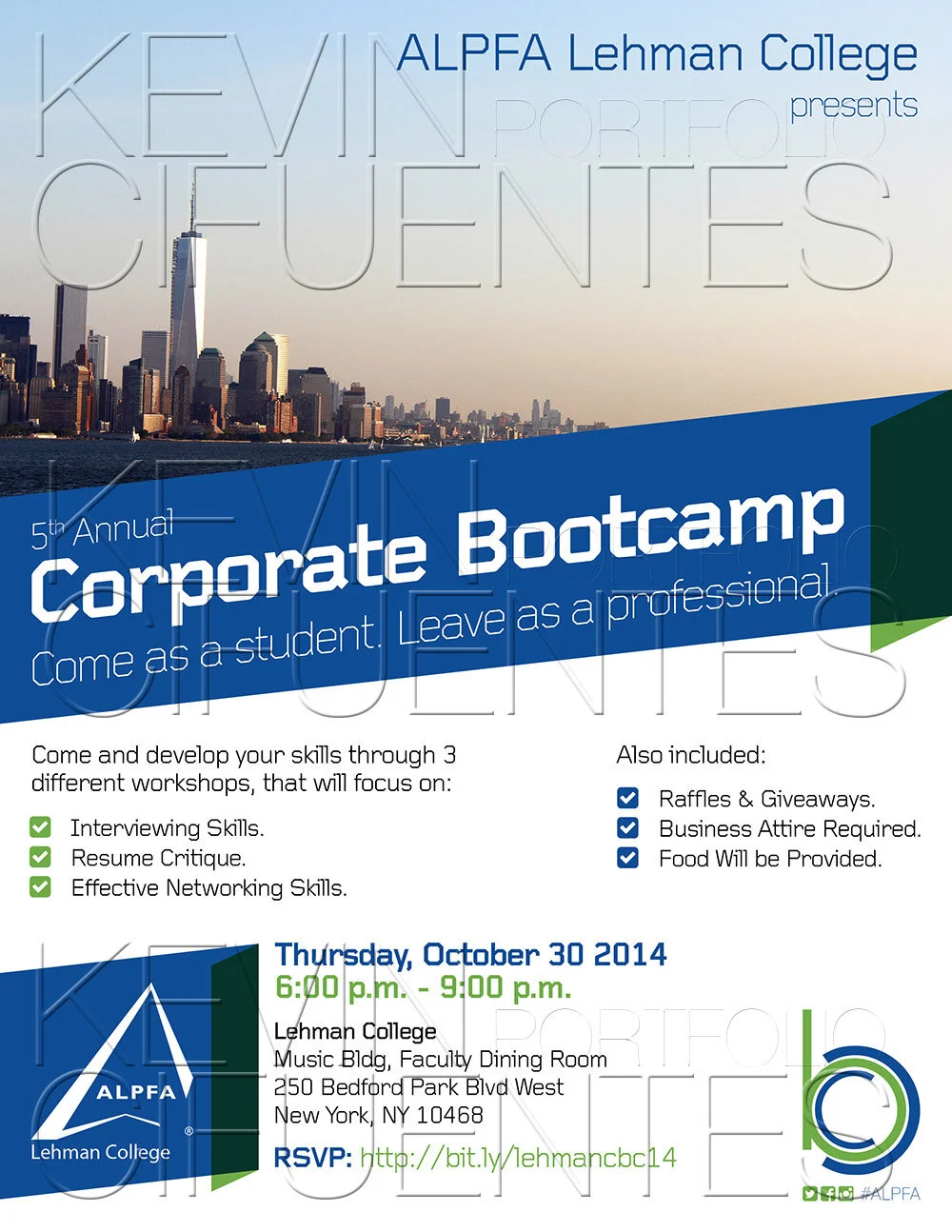 ALPFA Lehman College Chapter “5th Annual Corporate Bootcamp” (portrait flyer, letter-sized)