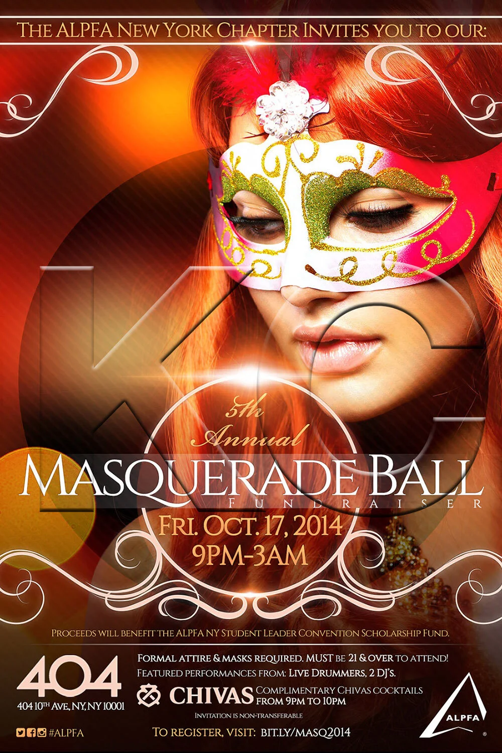 ALPFA New York Chapter “5th Annual Masquerade Ball” Fundraiser (portrait flyer, letter-sized)