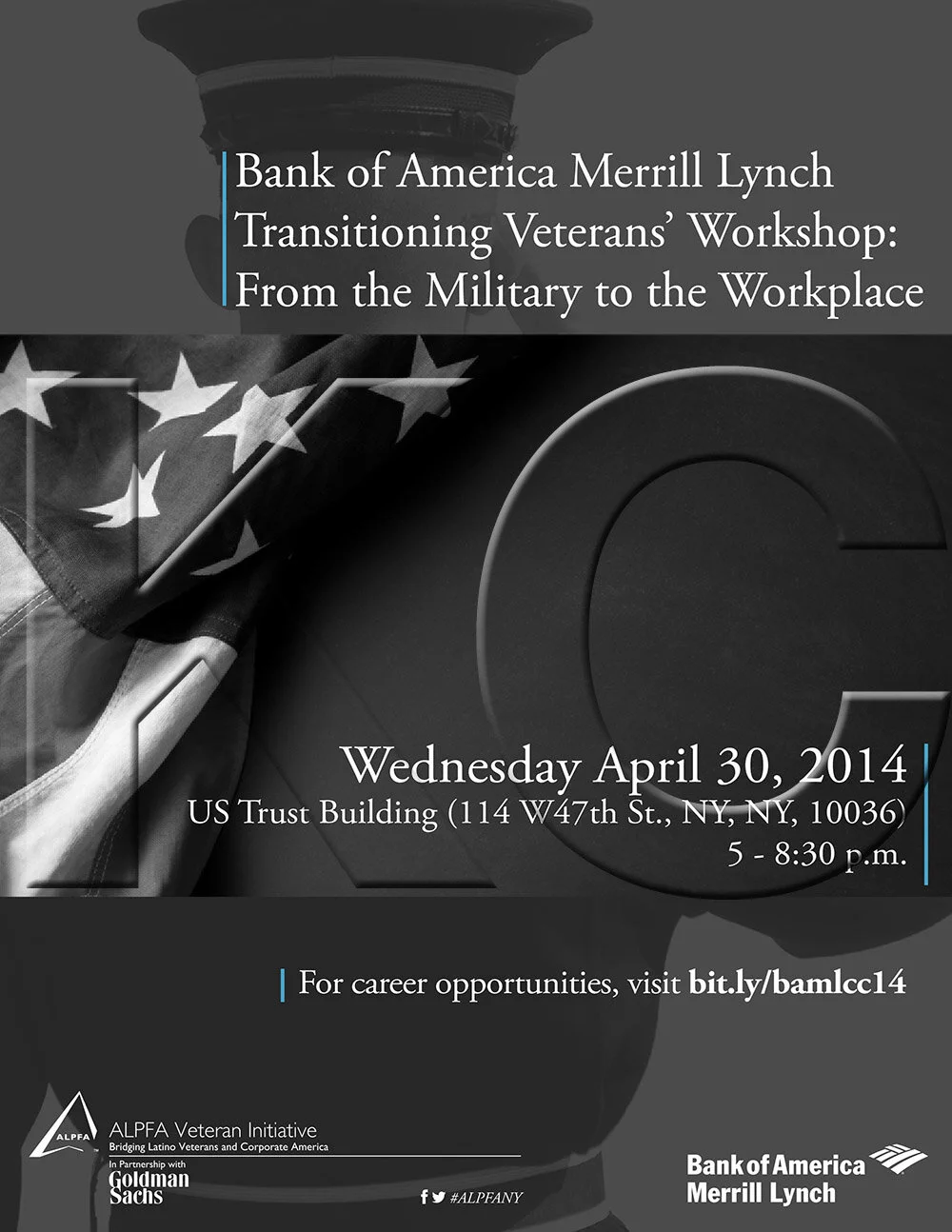 ALPFA New York Chapter &amp; Bank of America/Merrill Lynch Networking Event (portrait flyer, letter-sized)