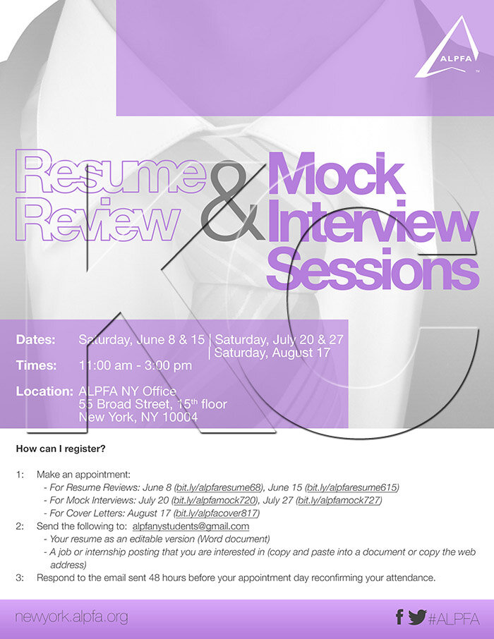 ALPFA New York Chapter Resume Review Promo (portrait flyer, letter-sized)
