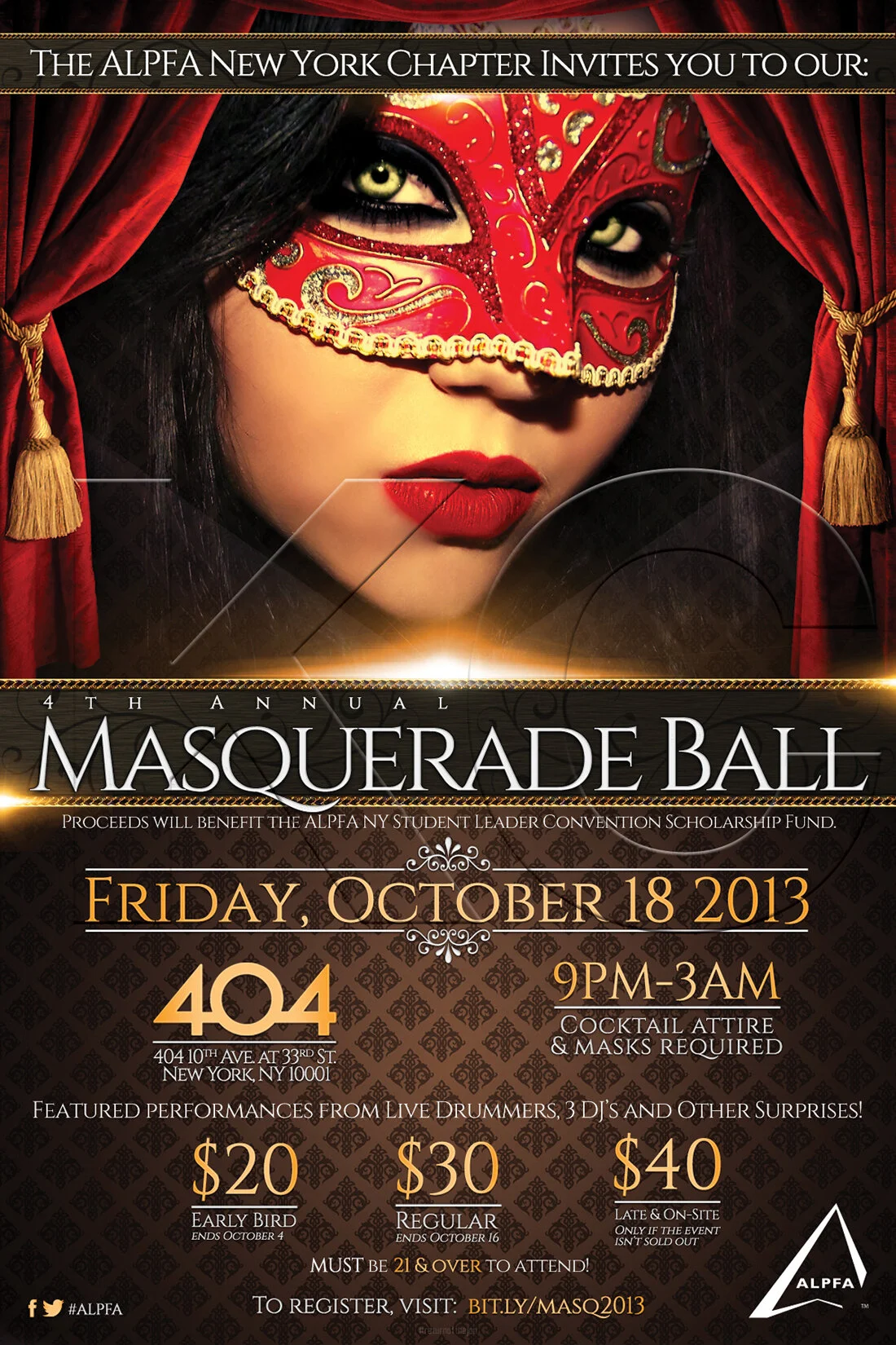 ALPFA New York Chapter “4th Annual Masquerade Ball” Fundraiser (portrait flyer, letter-sized)