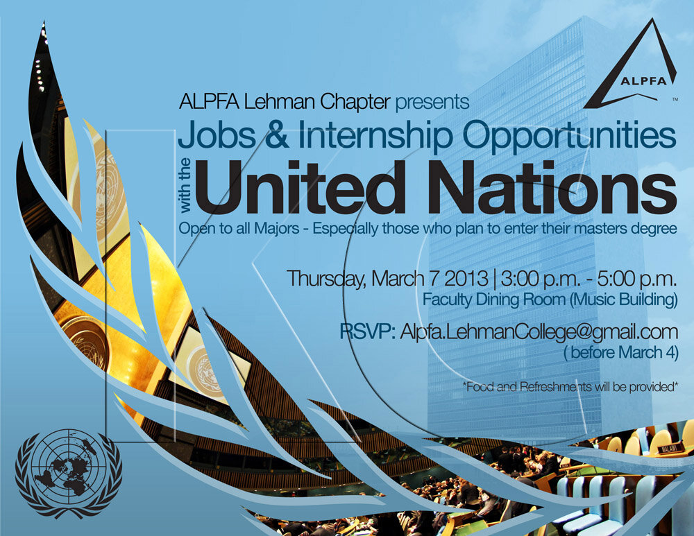 ALPFA Lehman College Chapter &amp; UN Networking Event (landscape flyer, letter-sized)