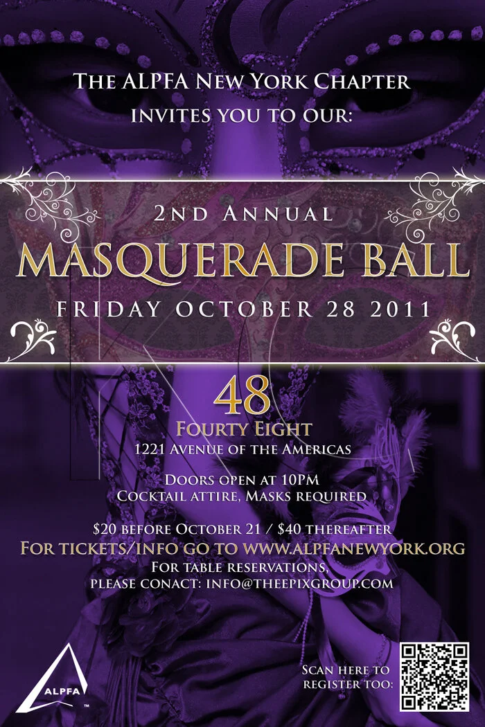 ALPFA New York Chapter “2nd Annual Masquerade Ball” Fundraiser (portrait flyer, letter-sized)
