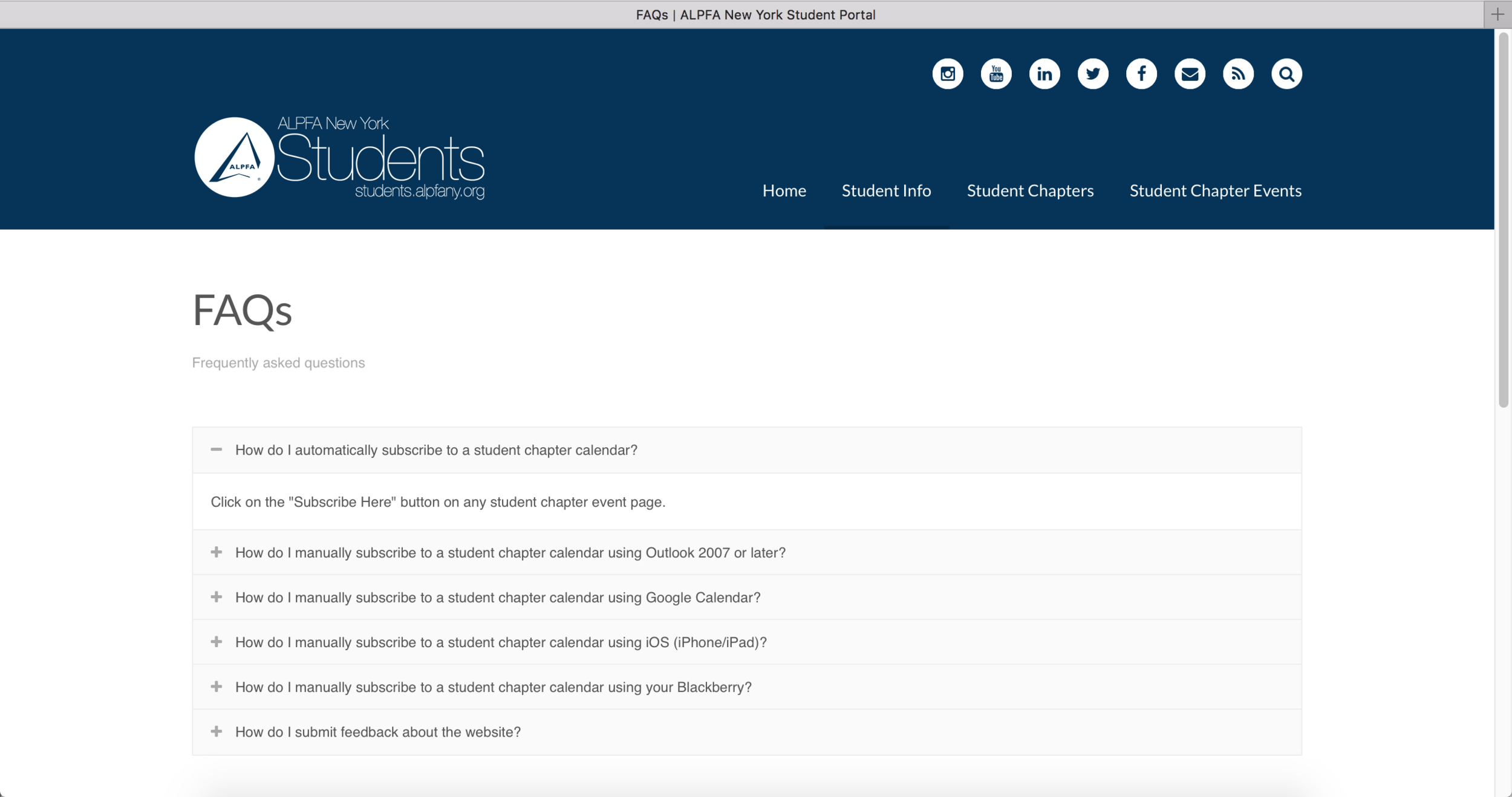 ALPFA New York Chapter circa 2014 “Student Portal” (Wordpress)