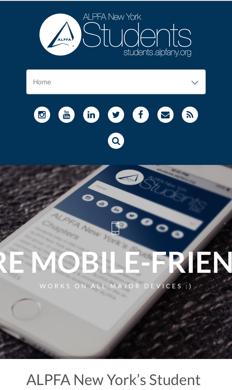 ALPFA New York Chapter “Student Portal” circa 2014 (Wordpress - Phone View)