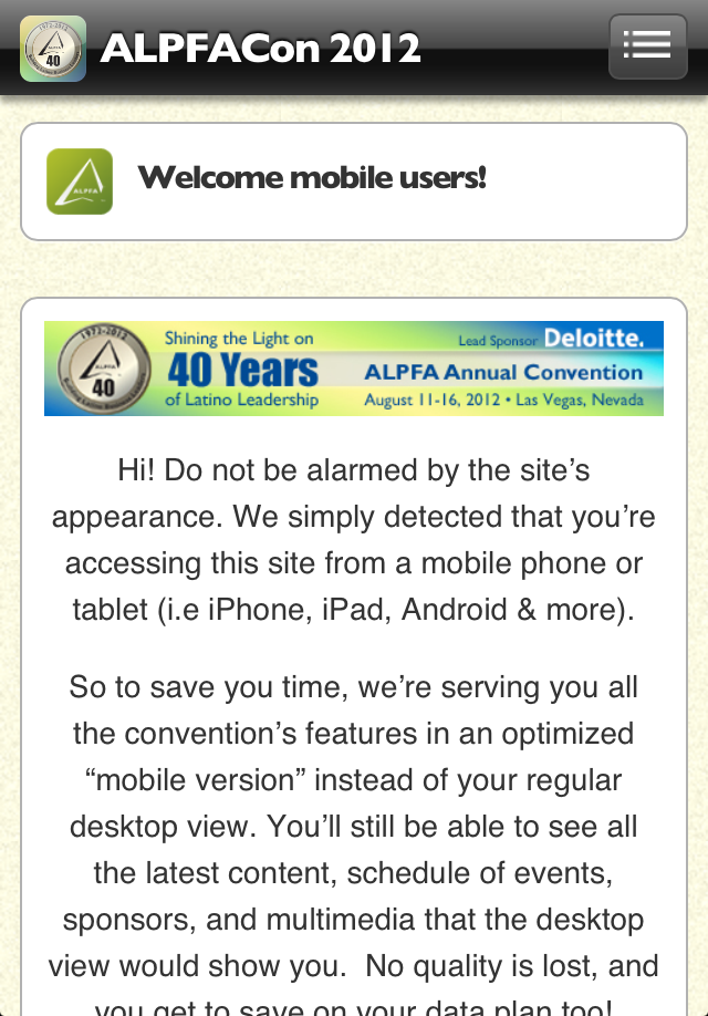 2012 ALPFA National Convention (Wordpress - Phone View)