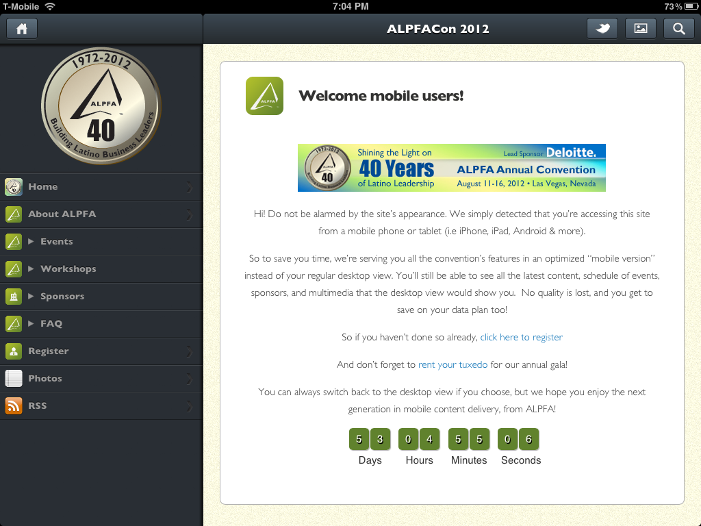 2012 ALPFA National Convention (Wordpress - Tablet View)