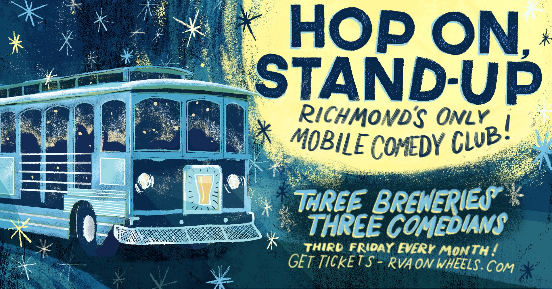 RVA on Wheels | Hop On Stand-up event poster