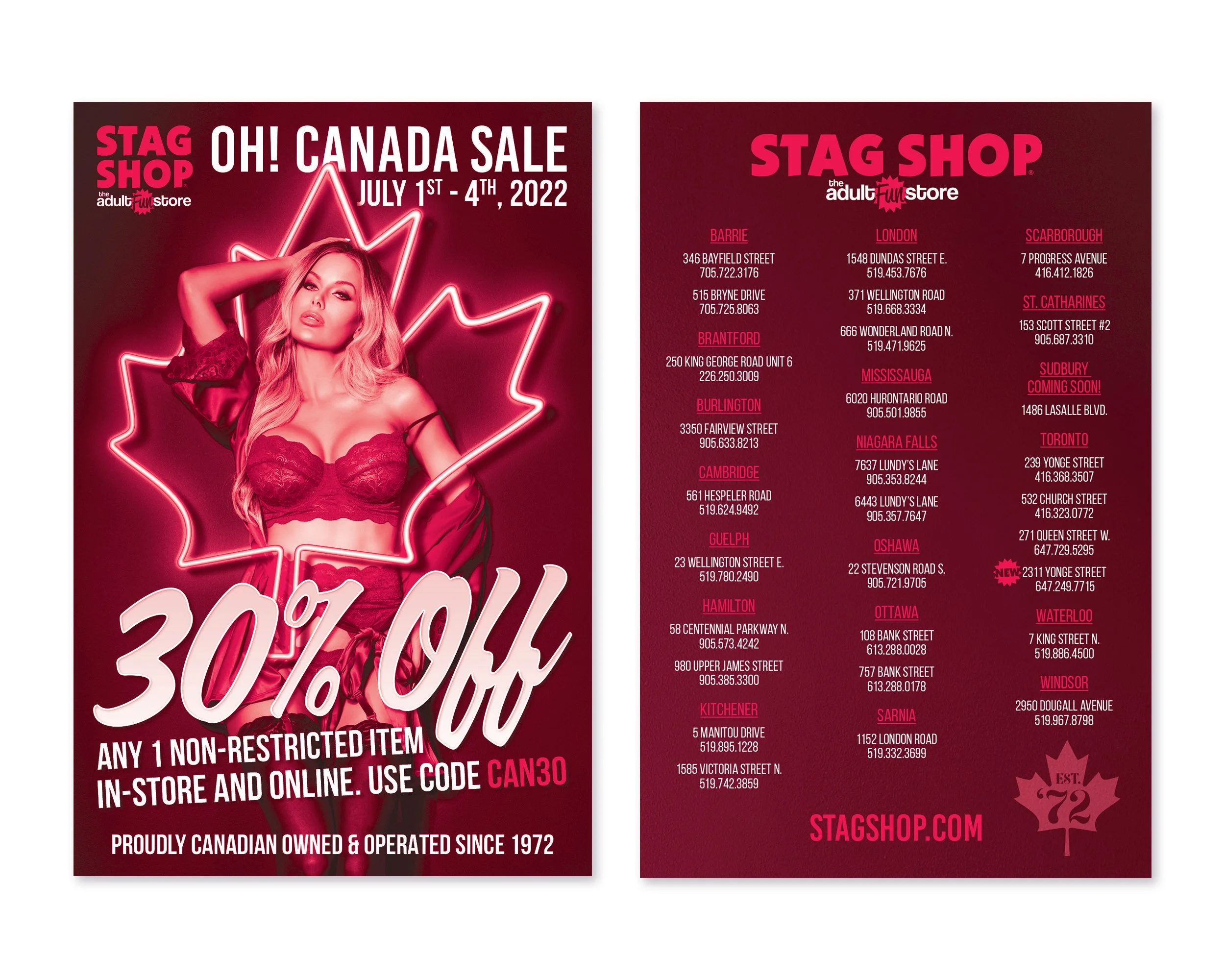  Bag stuffer post cards to promote the in-store sale. 4” x 6”. 