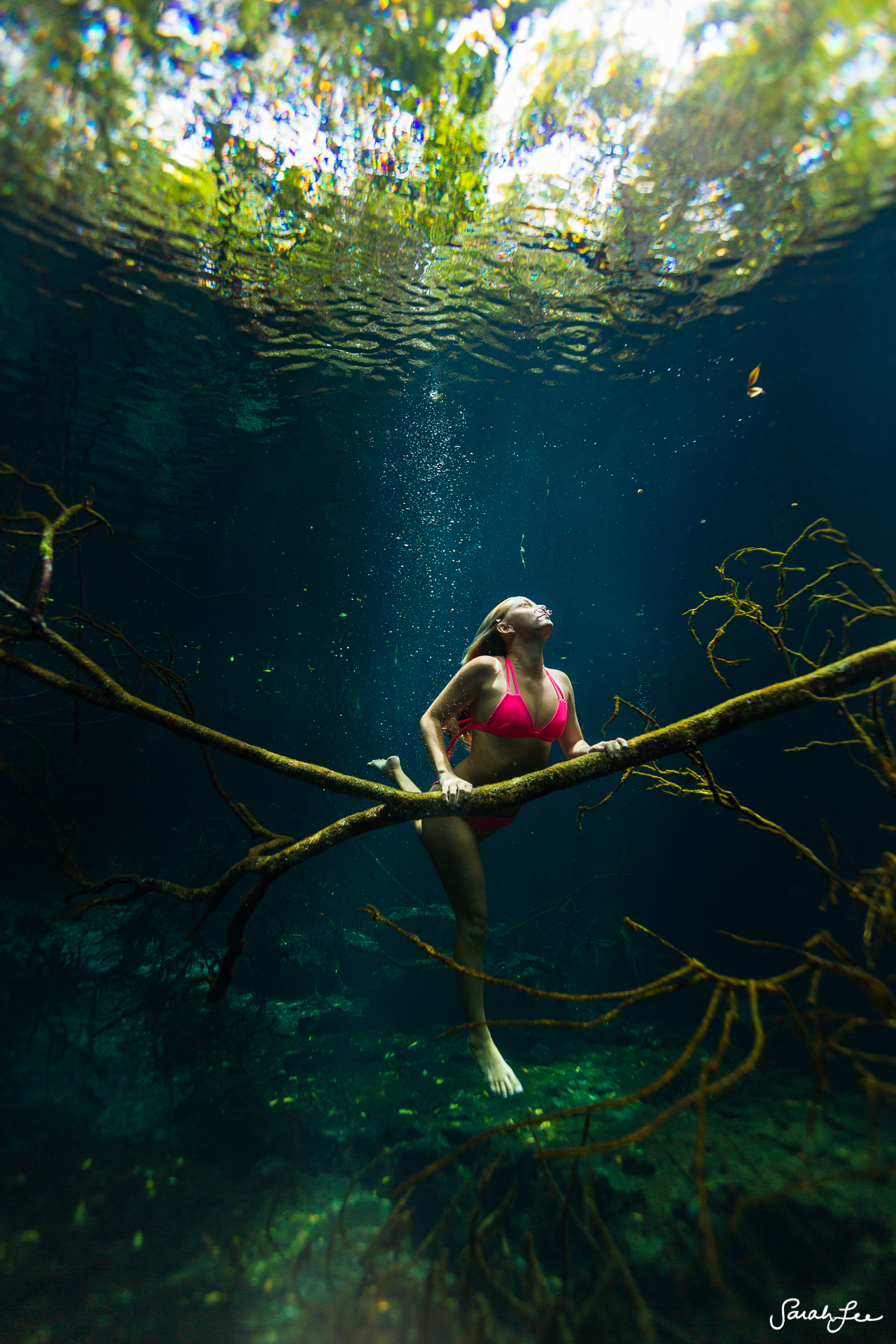  Alison Teal swimming in an untouched cenote. 