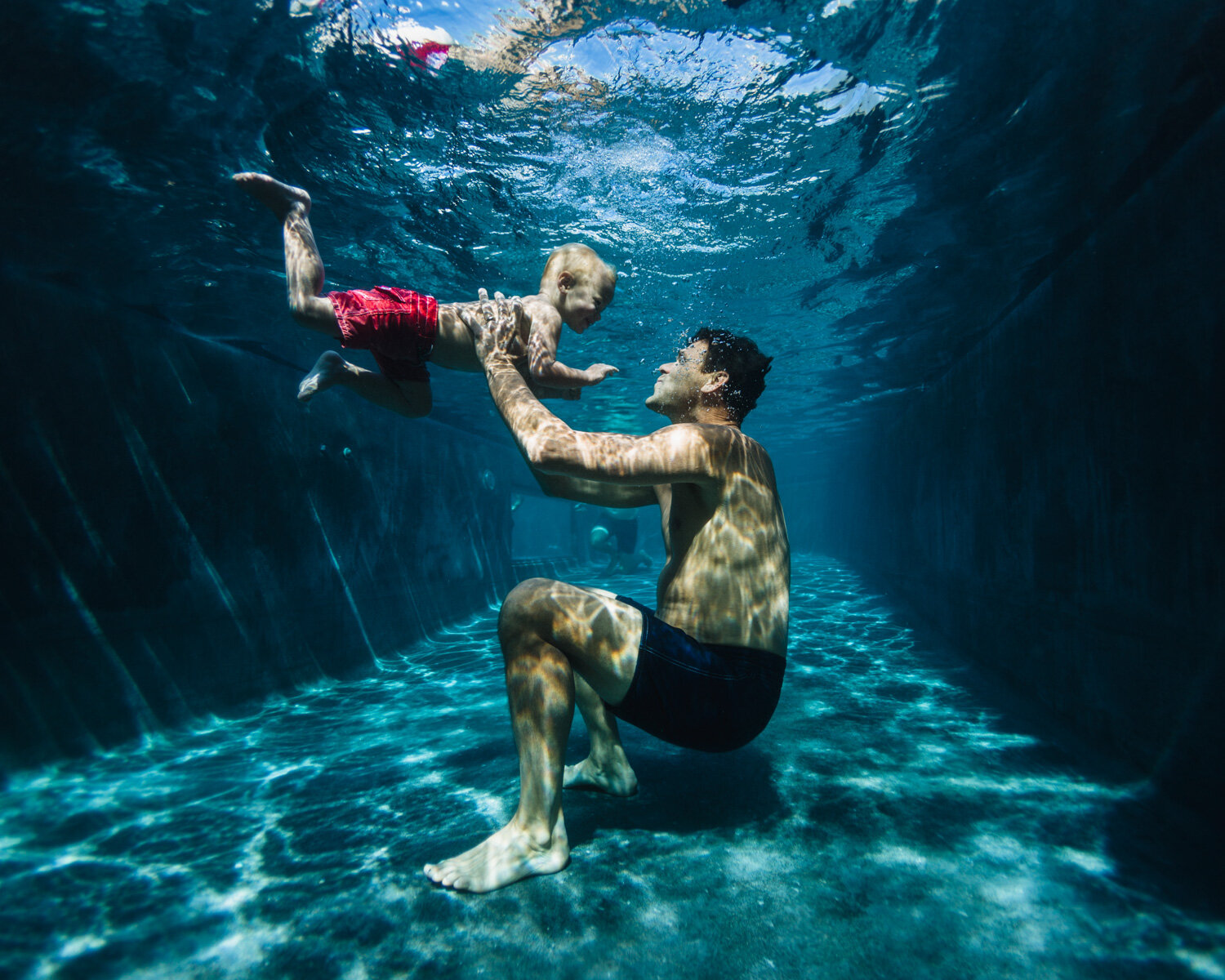 Father & Son underwater for BIRDWELL BEACH BRITCHES